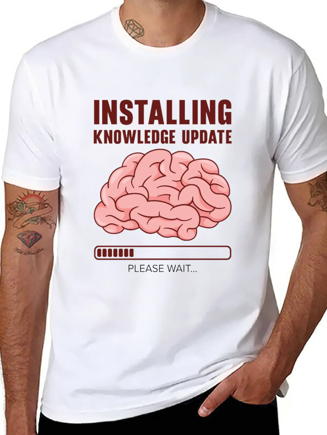 Installing Knowledge Update Student Brain Loading Unisex Short Sleeve Soft Cotton T-Shirt – Casual Everyday Wear