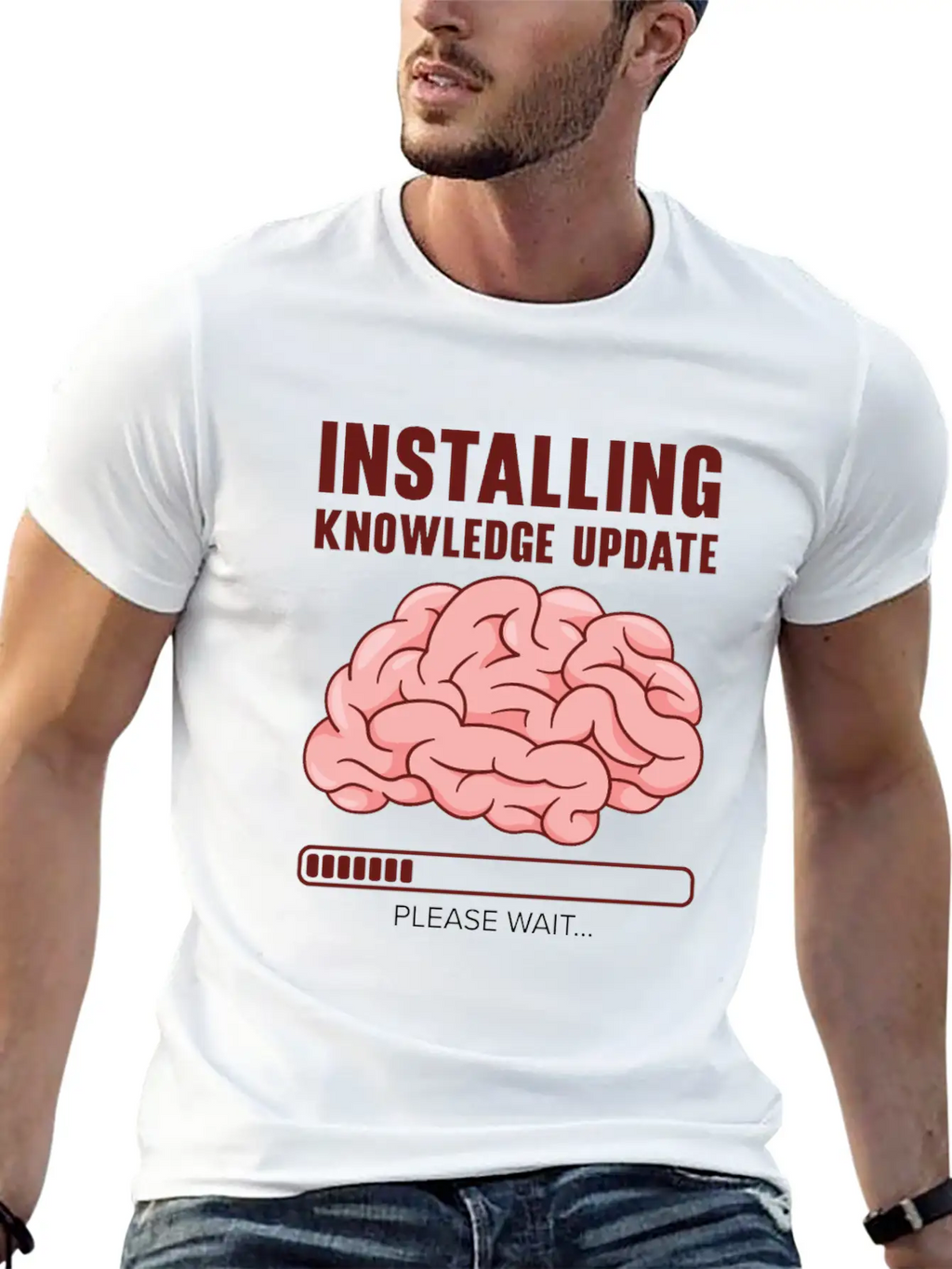 Installing Knowledge Update Student Brain Loading Unisex Short Sleeve Soft Cotton T-Shirt – Casual Everyday Wear