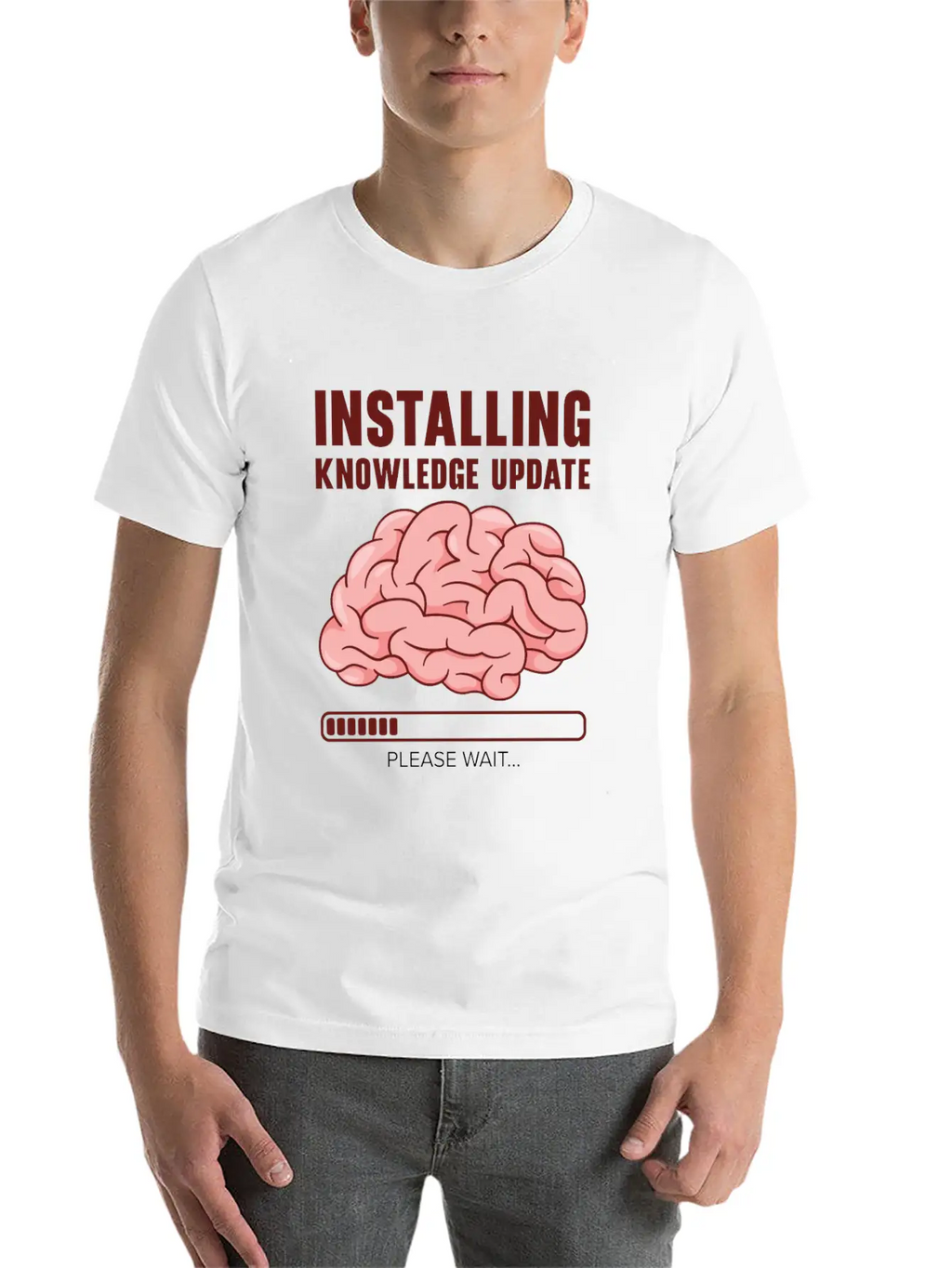 Installing Knowledge Update Student Brain Loading Unisex Short Sleeve Soft Cotton T-Shirt – Casual Everyday Wear