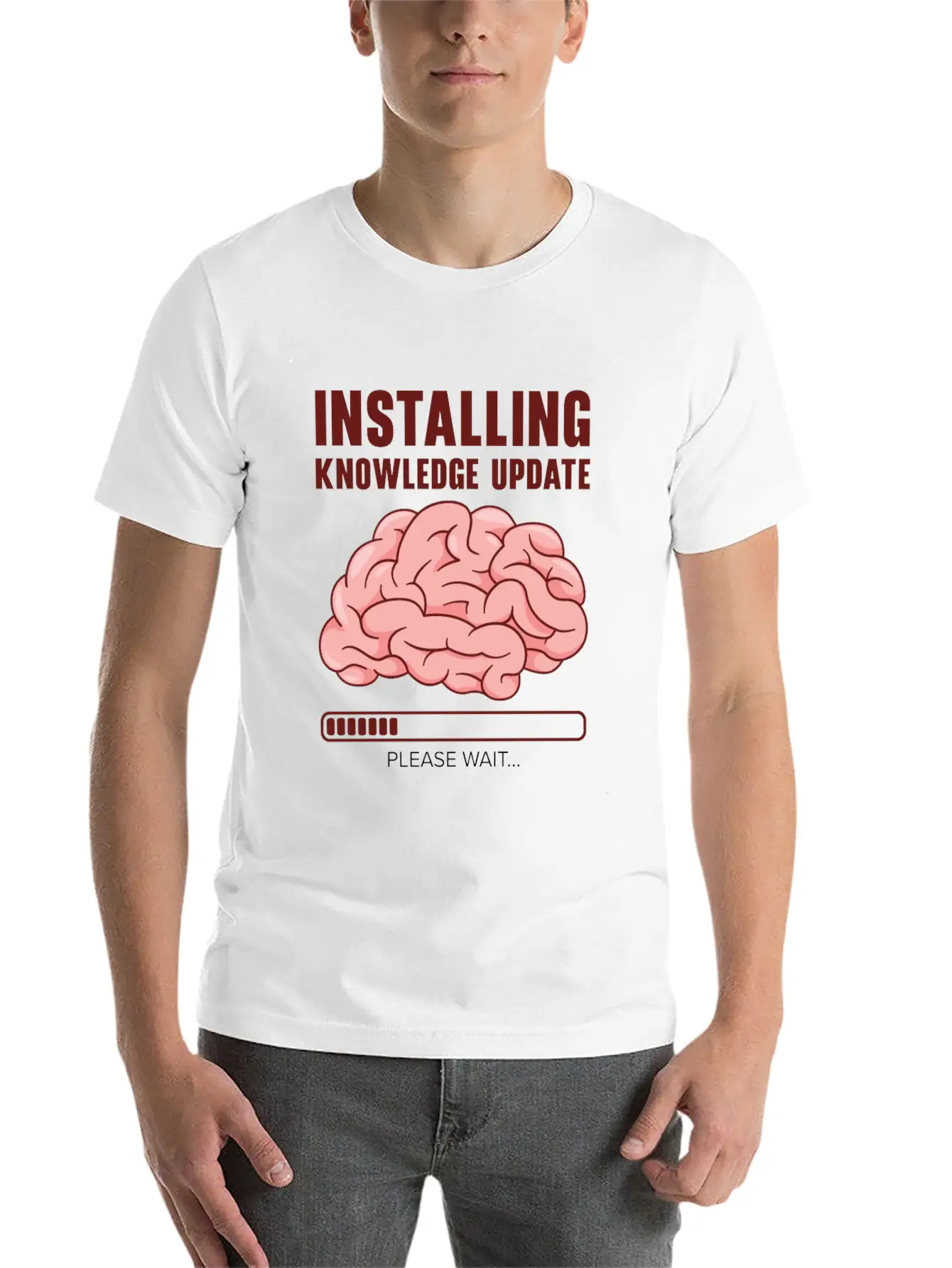 Installing Knowledge Update Student Brain Loading Unisex Short Sleeve Soft Cotton T-Shirt – Casual Everyday Wear