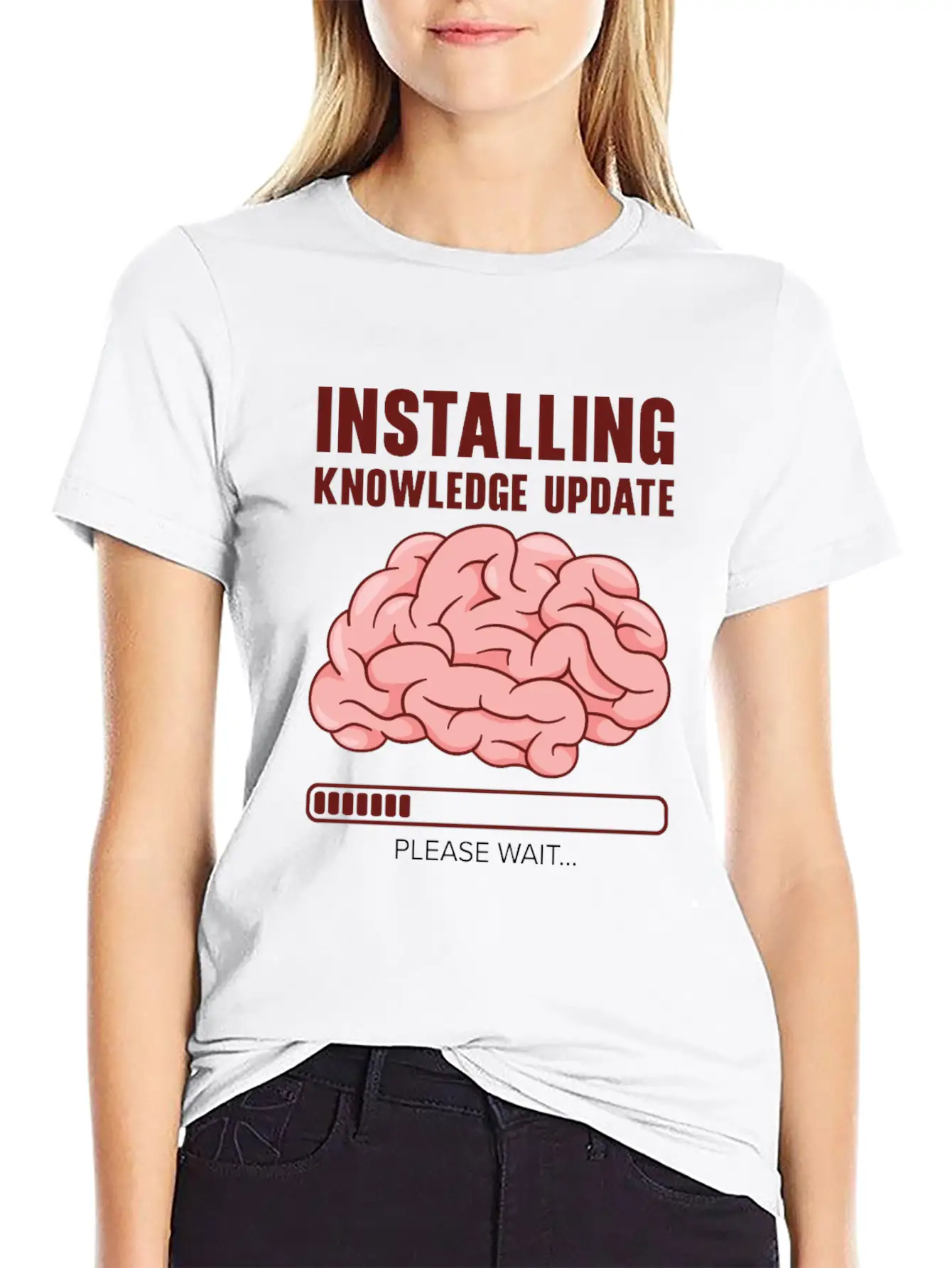 Installing Knowledge Update Student Brain Loading Unisex Short Sleeve Soft Cotton T-Shirt – Casual Everyday Wear