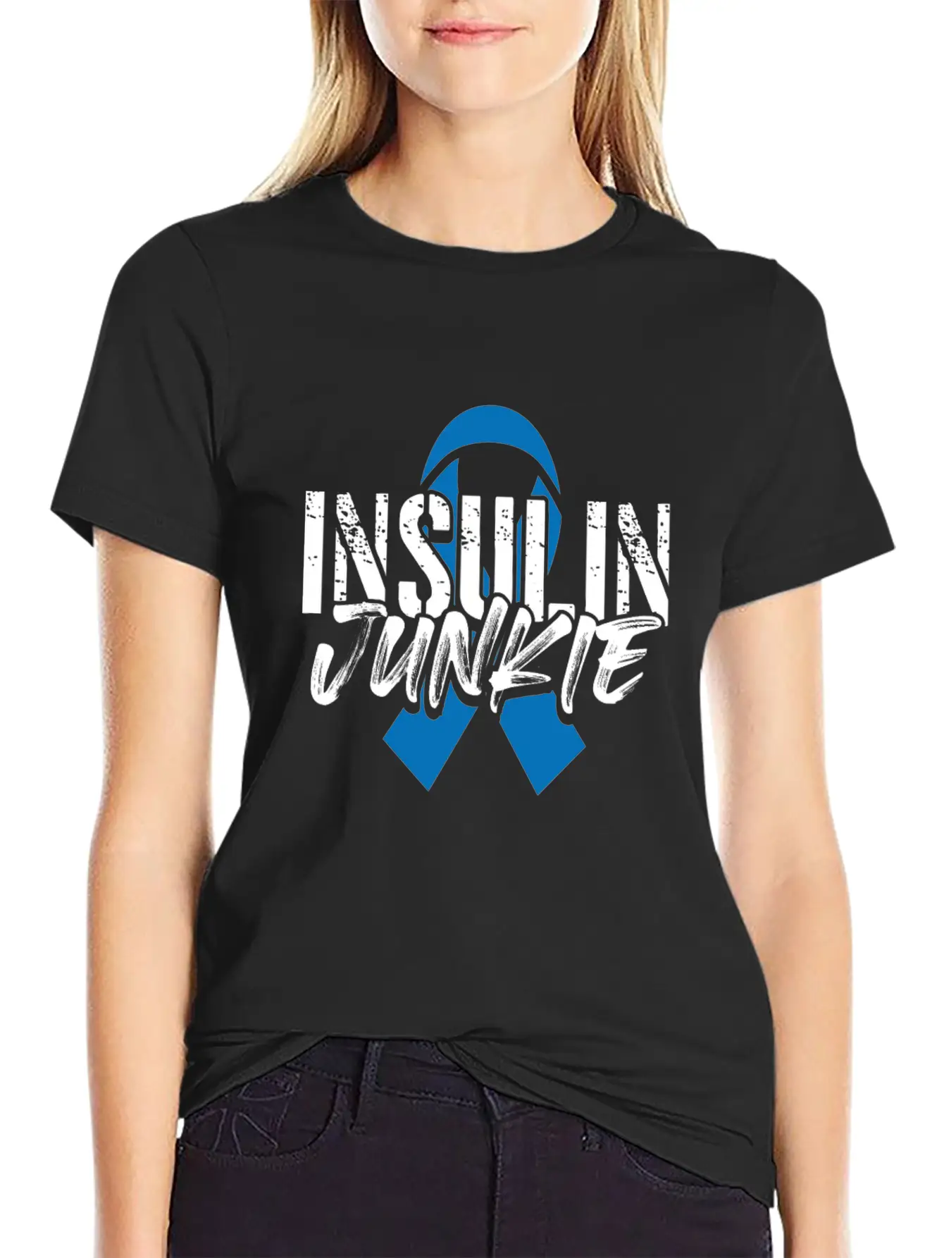 Insulin Junkie Diabetes Insulin Awareness Month Casual Graphic T-Shirt – Simple And Comfortable Daily Wear