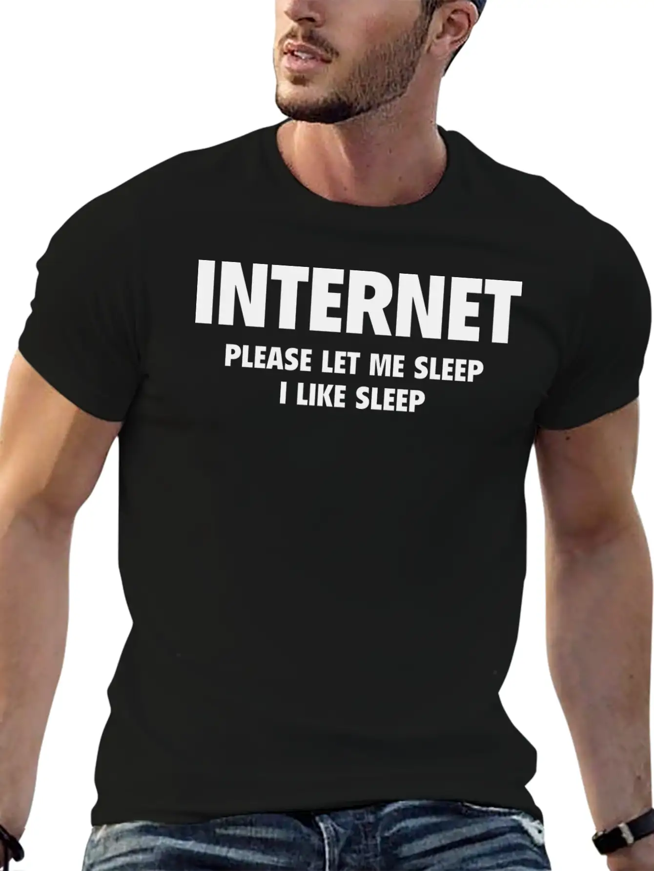 Internet Please Let Me Sleep, I Like Sleep Breathable Soft Cotton T-Shirt – Timeless Casual Look