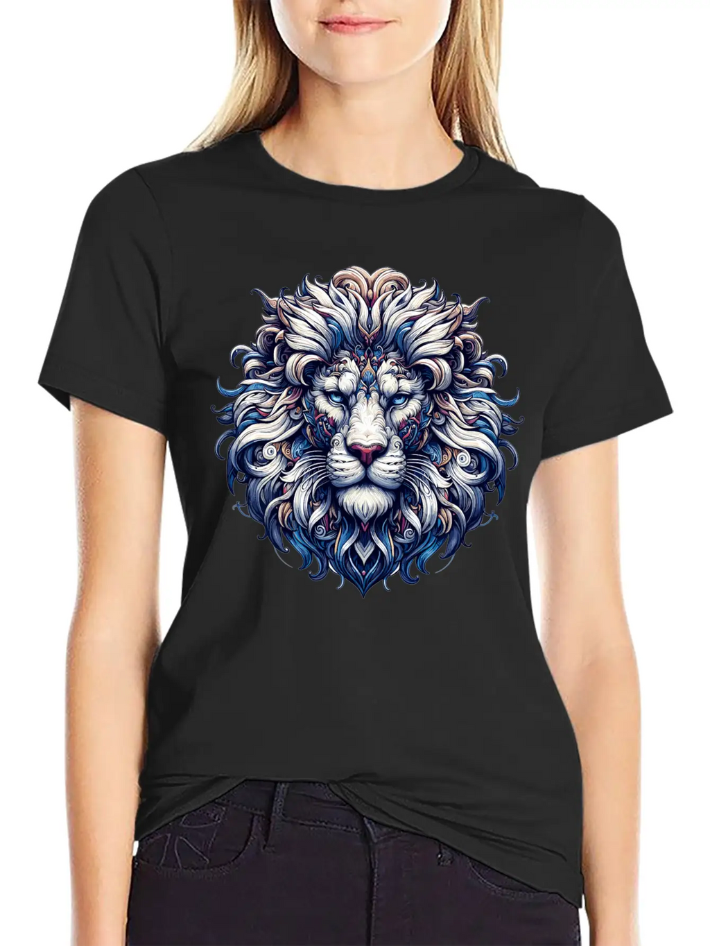 Intricate Majestic Lion: Baroque Style Elegance Unisex Casual T-Shirt – Clean Design For Daily Comfort