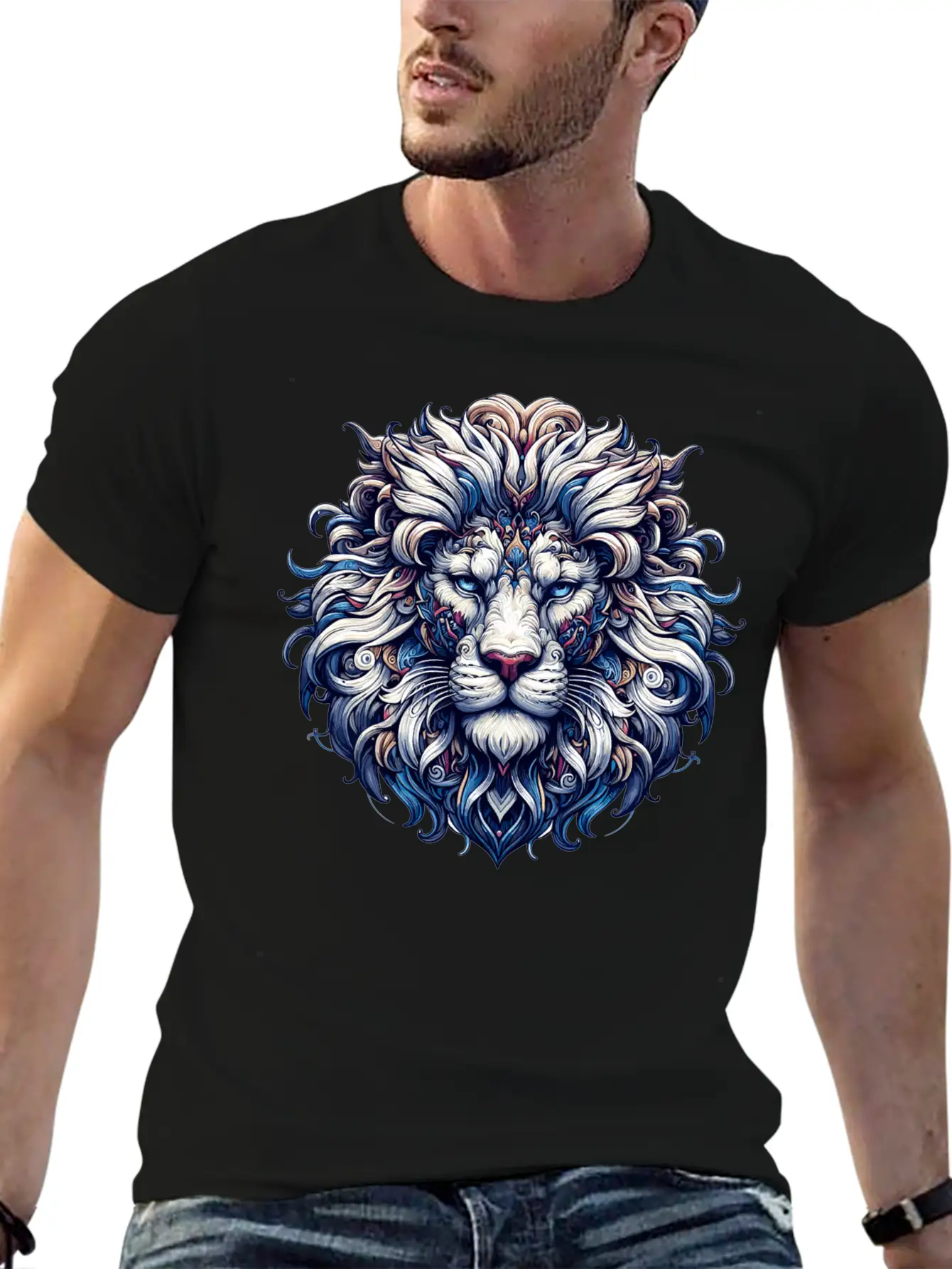 Intricate Majestic Lion: Baroque Style Elegance Unisex Casual T-Shirt – Clean Design For Daily Comfort