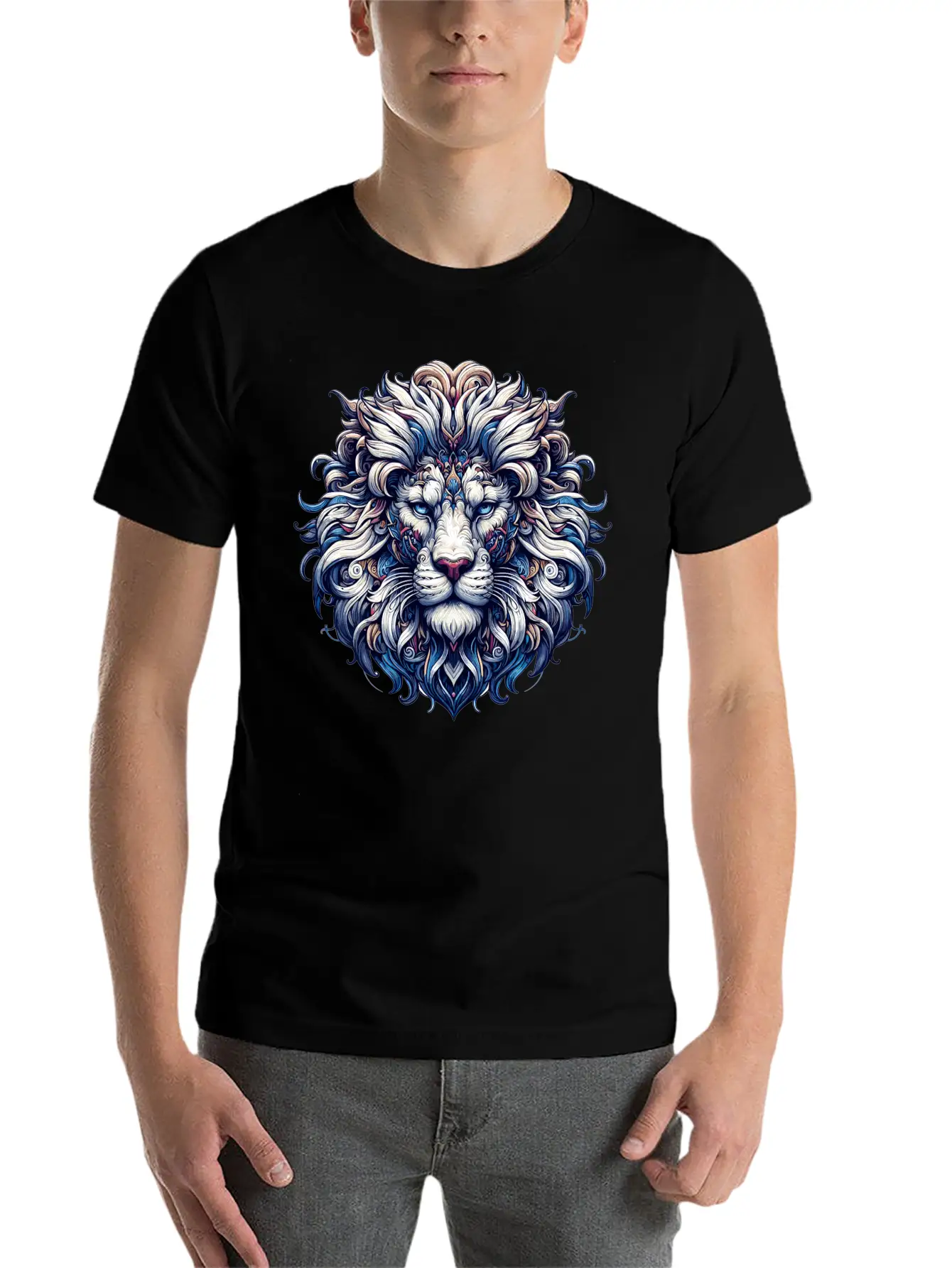 Intricate Majestic Lion: Baroque Style Elegance Unisex Casual T-Shirt – Clean Design For Daily Comfort