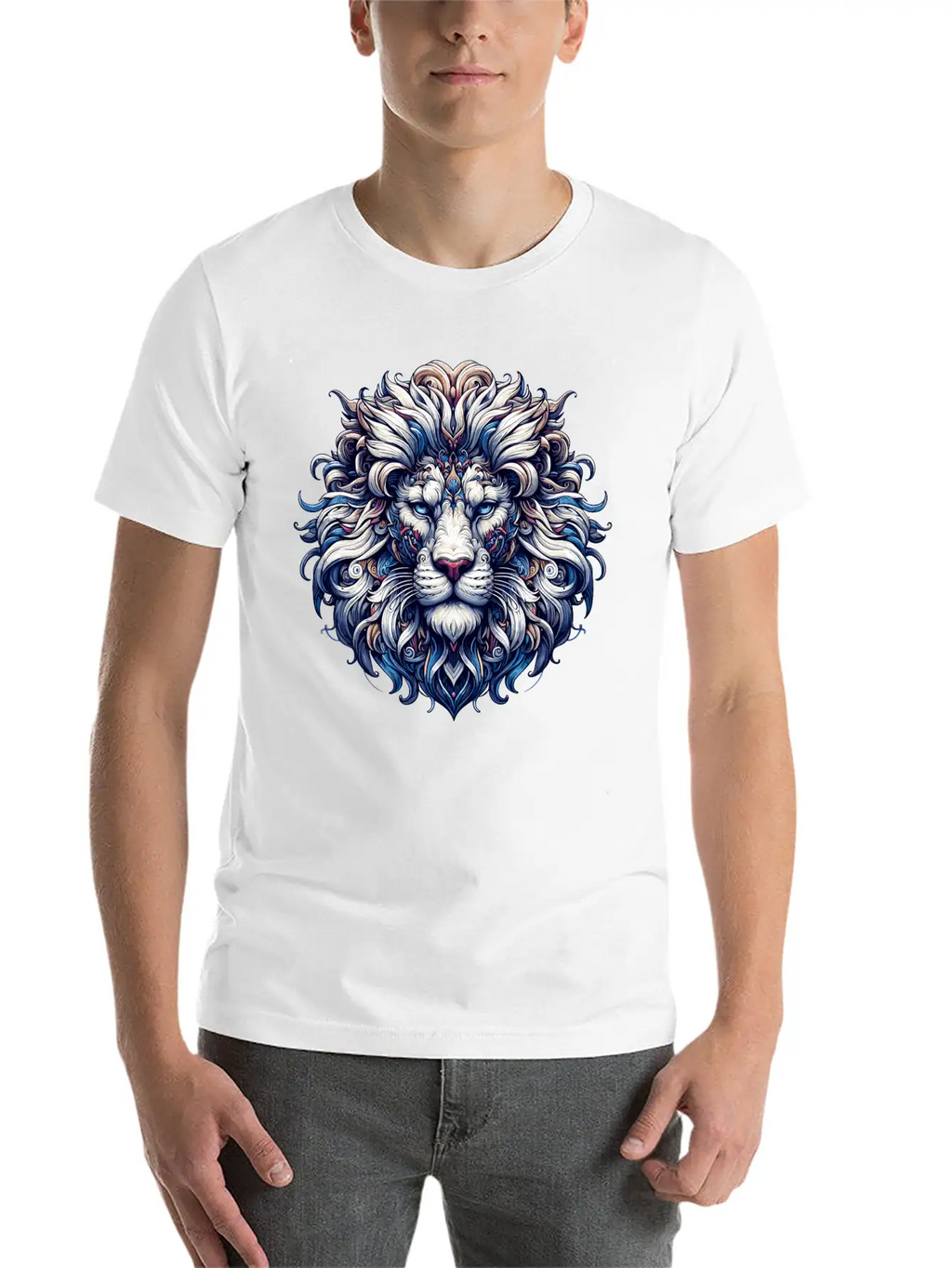 Intricate Majestic Lion: Baroque Style Elegance Unisex Casual T-Shirt – Clean Design For Daily Comfort