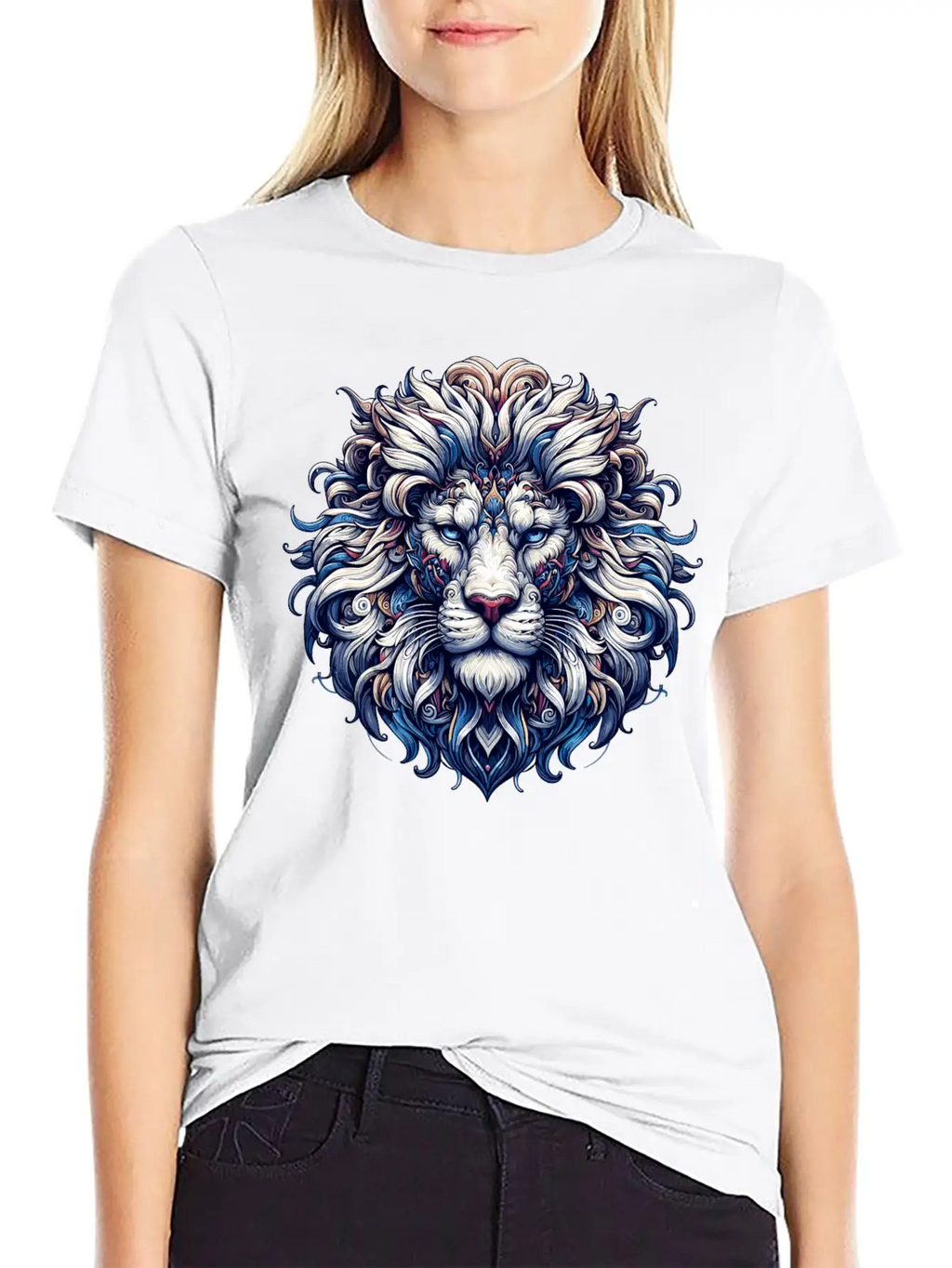 Intricate Majestic Lion: Baroque Style Elegance Unisex Casual T-Shirt – Clean Design For Daily Comfort