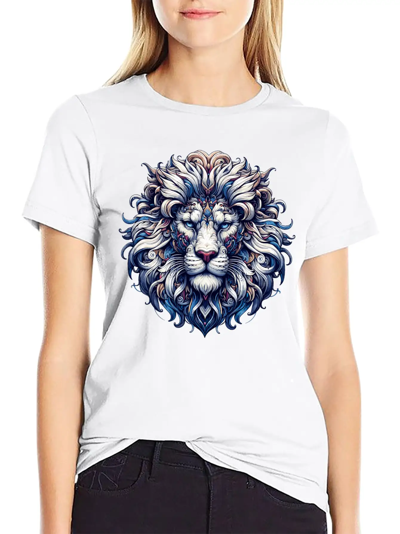 Intricate Majestic Lion: Baroque Style Elegance Unisex Casual T-Shirt – Clean Design For Daily Comfort