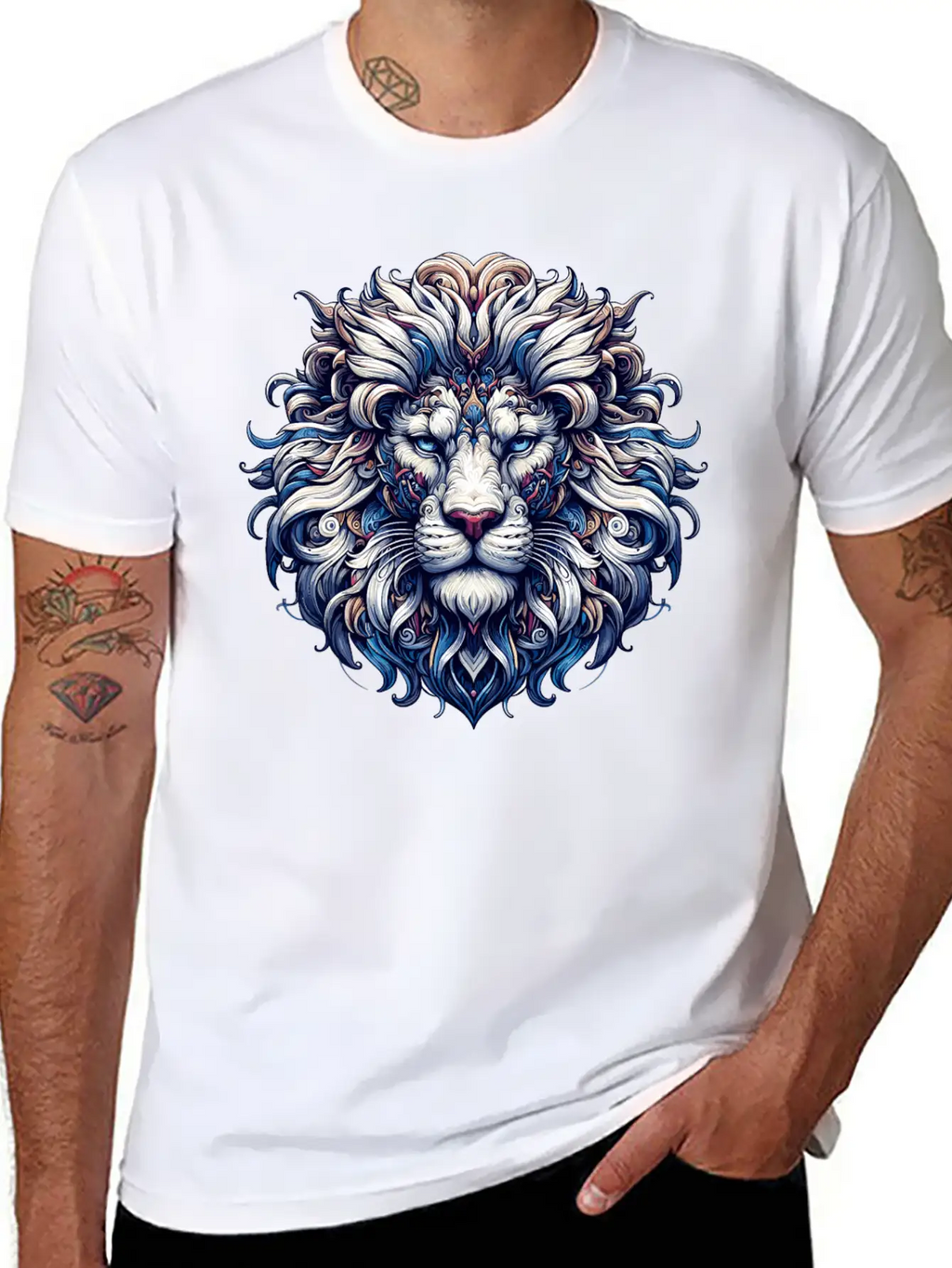 Intricate Majestic Lion: Baroque Style Elegance Unisex Casual T-Shirt – Clean Design For Daily Comfort