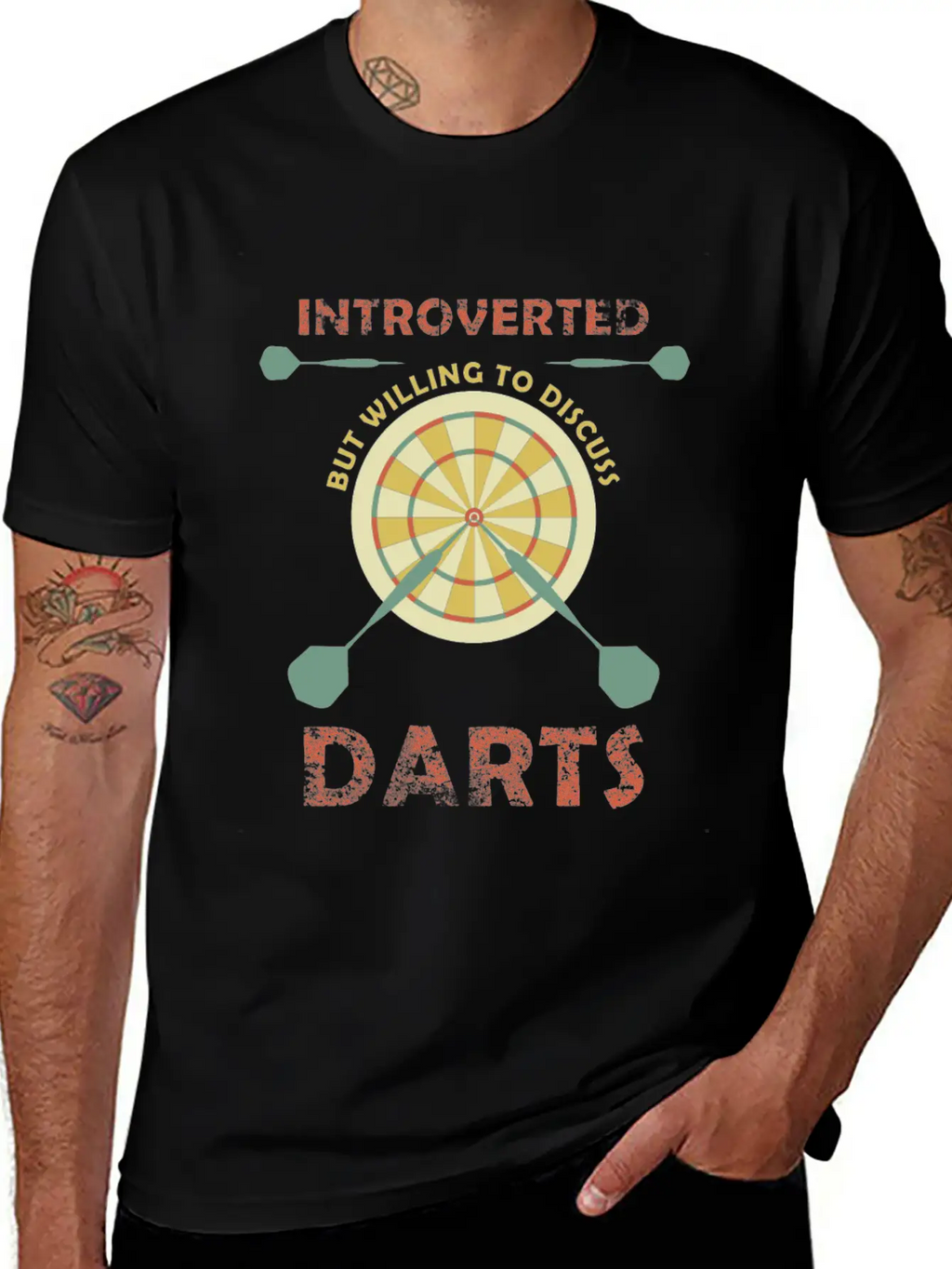Introverted But Willing To Discuss Darts Funny Unisex Short Sleeve Soft Cotton T-Shirt – Casual Everyday Wear
