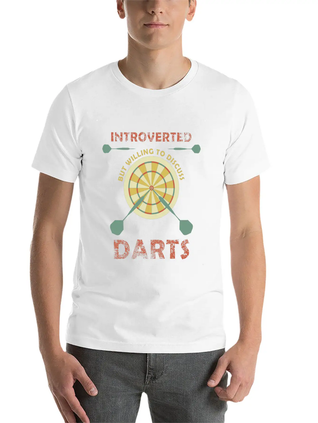 Introverted But Willing To Discuss Darts Funny Unisex Short Sleeve Soft Cotton T-Shirt – Casual Everyday Wear