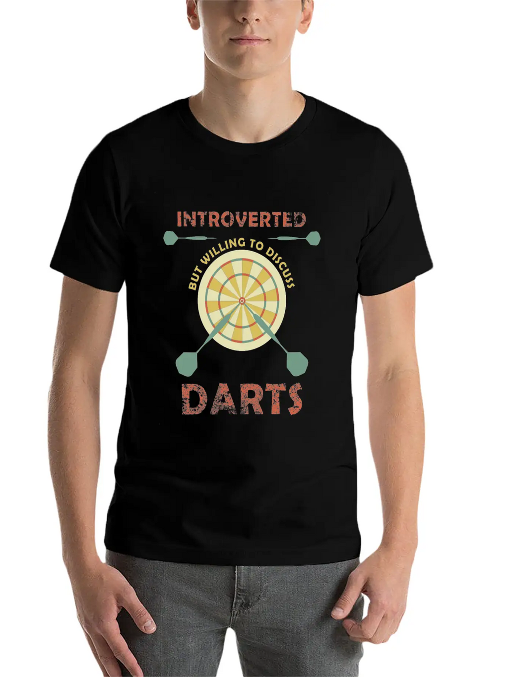 Introverted But Willing To Discuss Darts Funny Unisex Short Sleeve Soft Cotton T-Shirt – Casual Everyday Wear