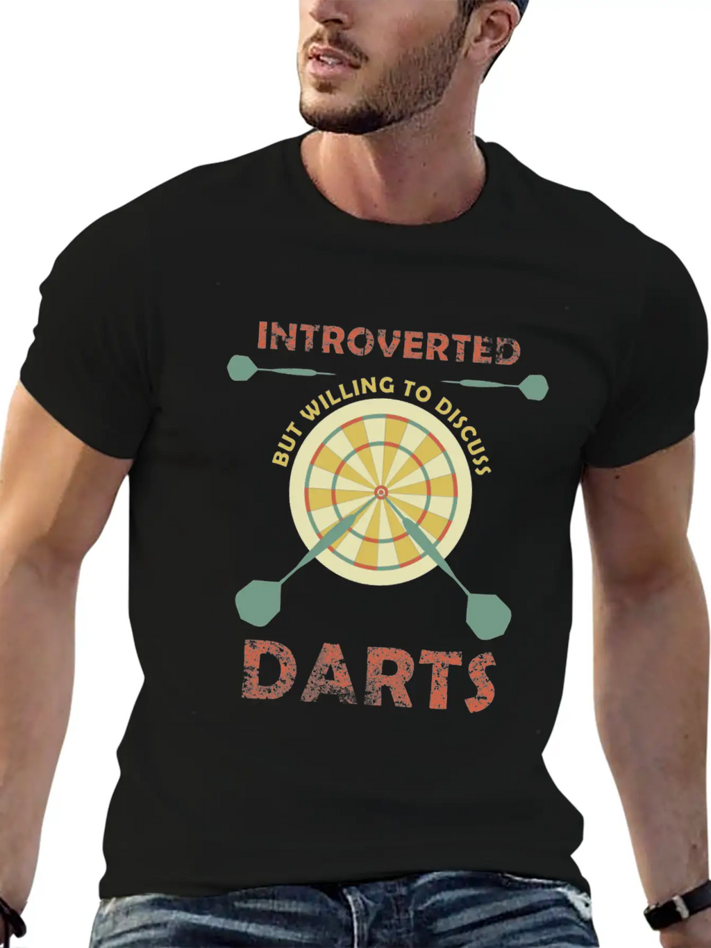 Introverted But Willing To Discuss Darts Funny Unisex Short Sleeve Soft Cotton T-Shirt – Casual Everyday Wear
