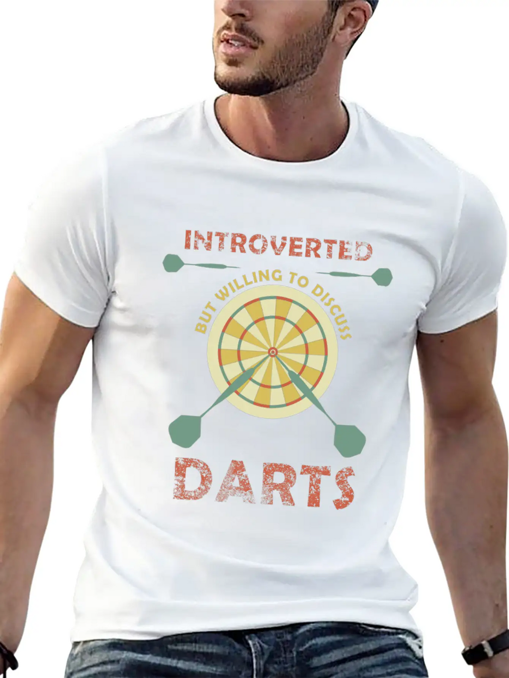 Introverted But Willing To Discuss Darts Funny Unisex Short Sleeve Soft Cotton T-Shirt – Casual Everyday Wear