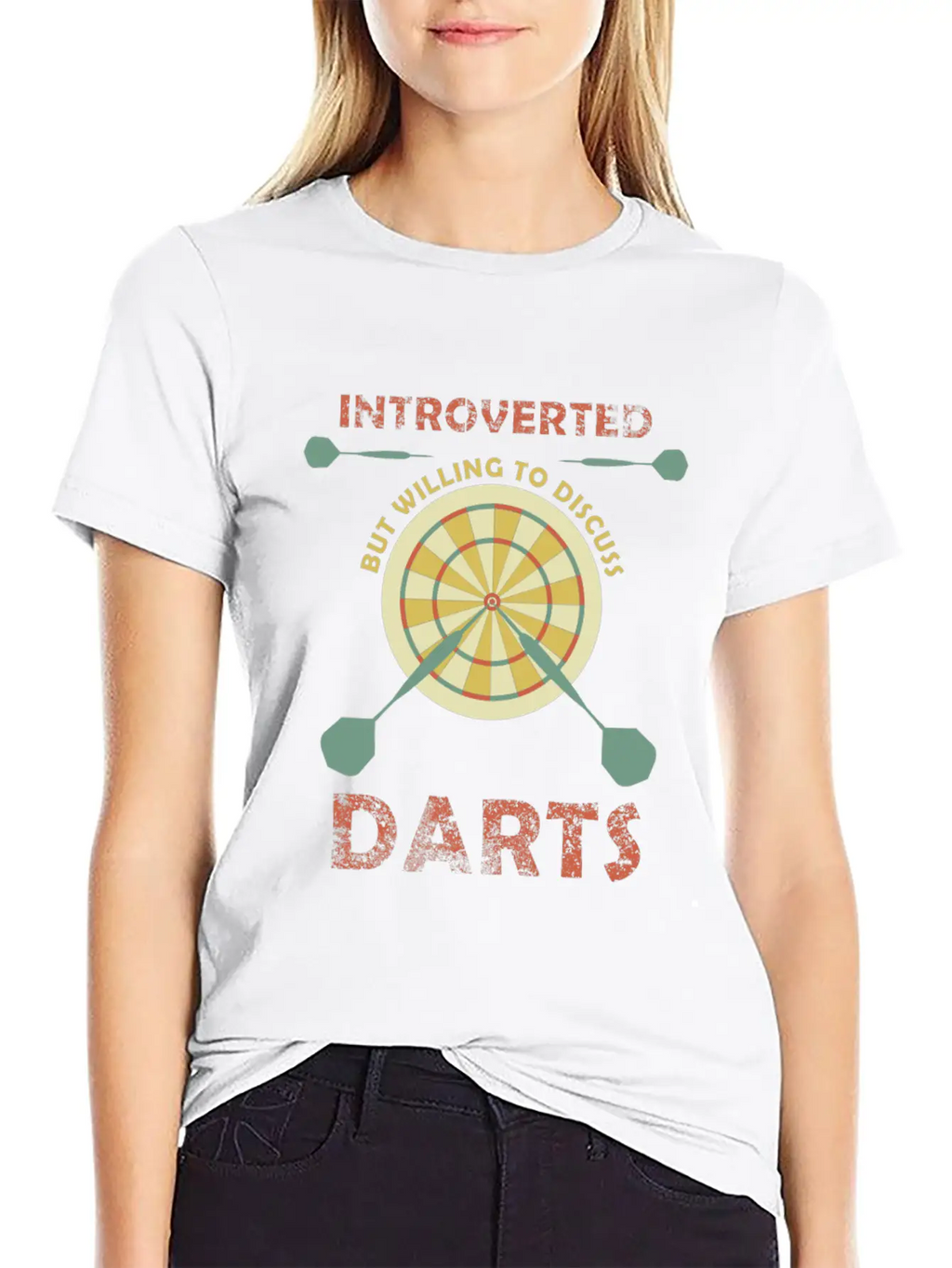 Introverted But Willing To Discuss Darts Funny Unisex Short Sleeve Soft Cotton T-Shirt – Casual Everyday Wear