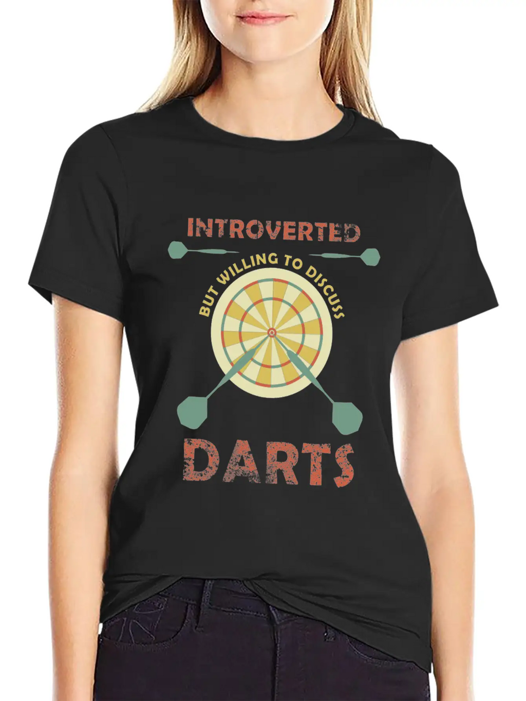 Introverted But Willing To Discuss Darts Funny Unisex Short Sleeve Soft Cotton T-Shirt – Casual Everyday Wear