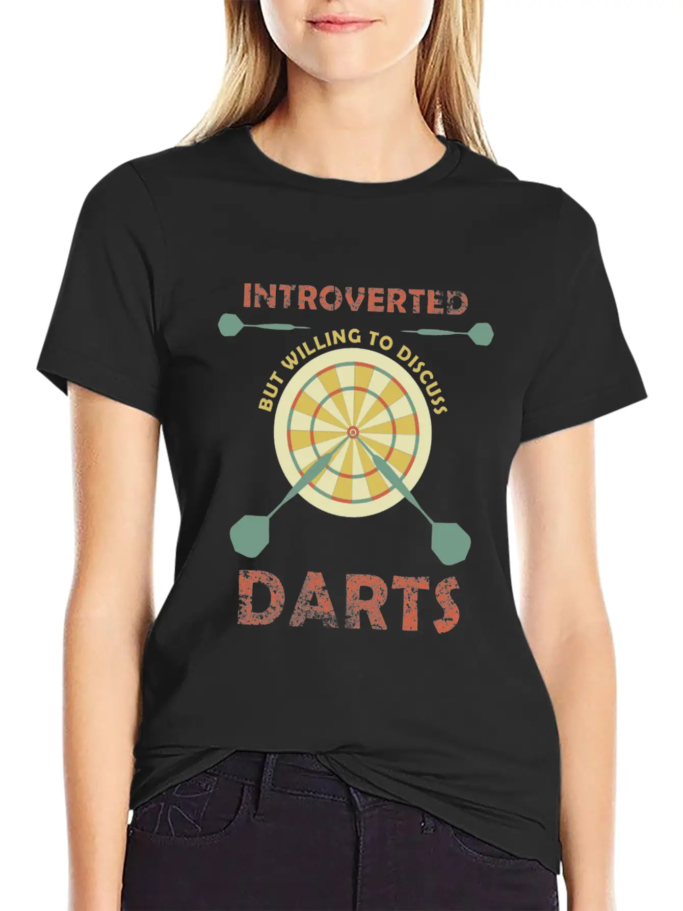 Introverted But Willing To Discuss Darts Funny Unisex Short Sleeve Soft Cotton T-Shirt – Casual Everyday Wear