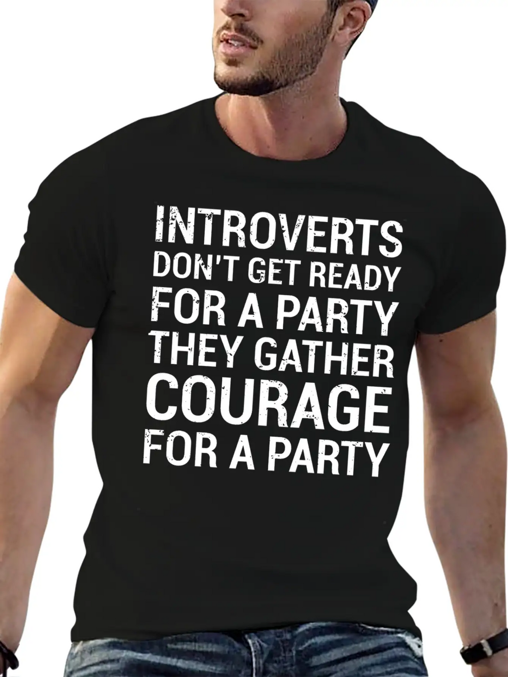 Introverts Gather Courage Party Quote T-Shirt Unisex Short Sleeve Soft Cotton T-Shirt – Casual Everyday Wear