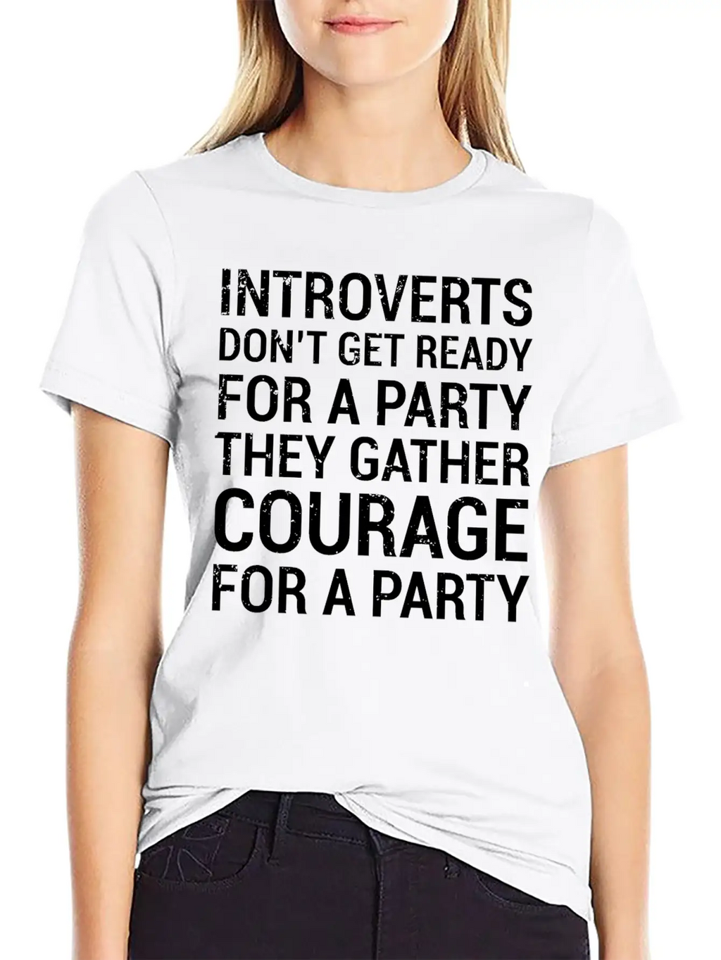 Introverts Gather Courage Party Quote T-Shirt Unisex Short Sleeve Soft Cotton T-Shirt – Casual Everyday Wear
