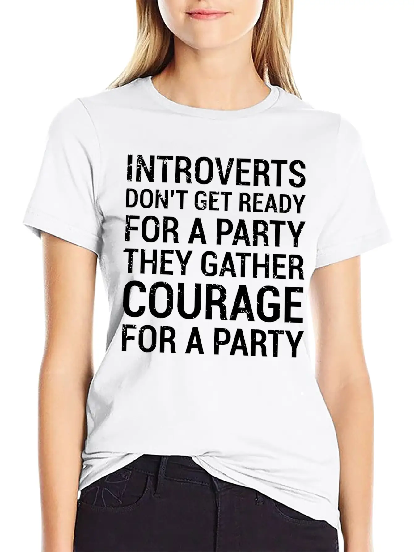 Introverts Gather Courage Party Quote T-Shirt Unisex Short Sleeve Soft Cotton T-Shirt – Casual Everyday Wear