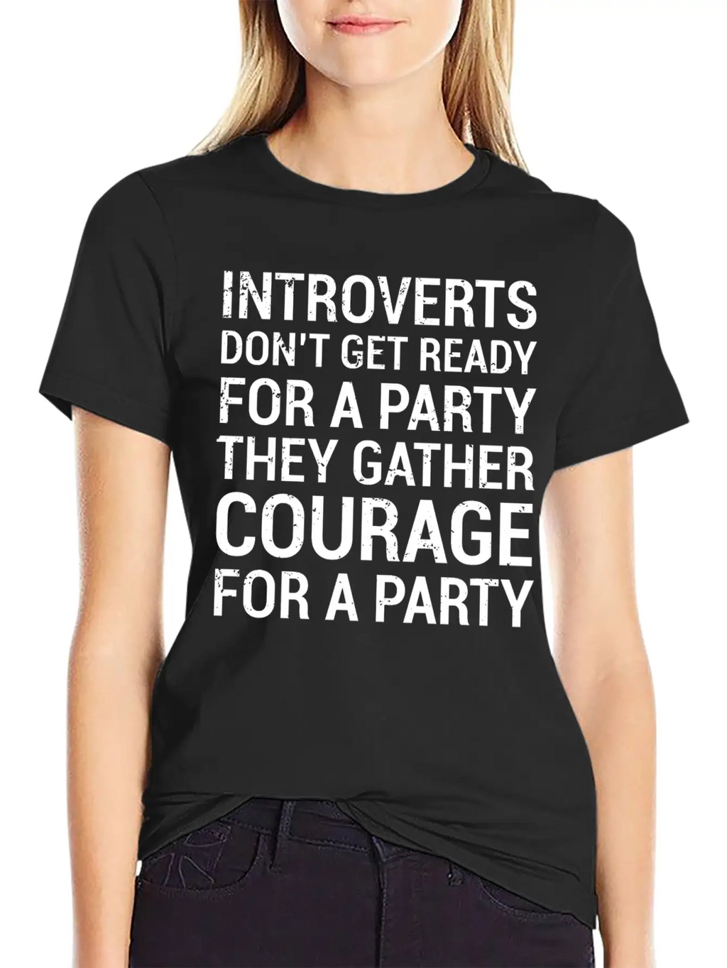 Introverts Gather Courage Party Quote T-Shirt Unisex Short Sleeve Soft Cotton T-Shirt – Casual Everyday Wear