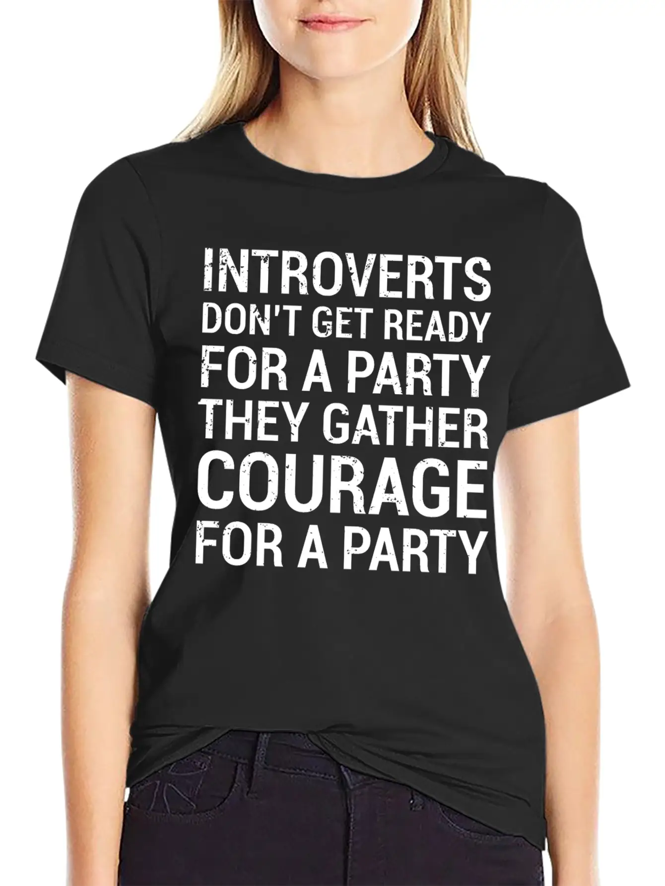 Introverts Gather Courage Party Quote T-Shirt Unisex Short Sleeve Soft Cotton T-Shirt – Casual Everyday Wear