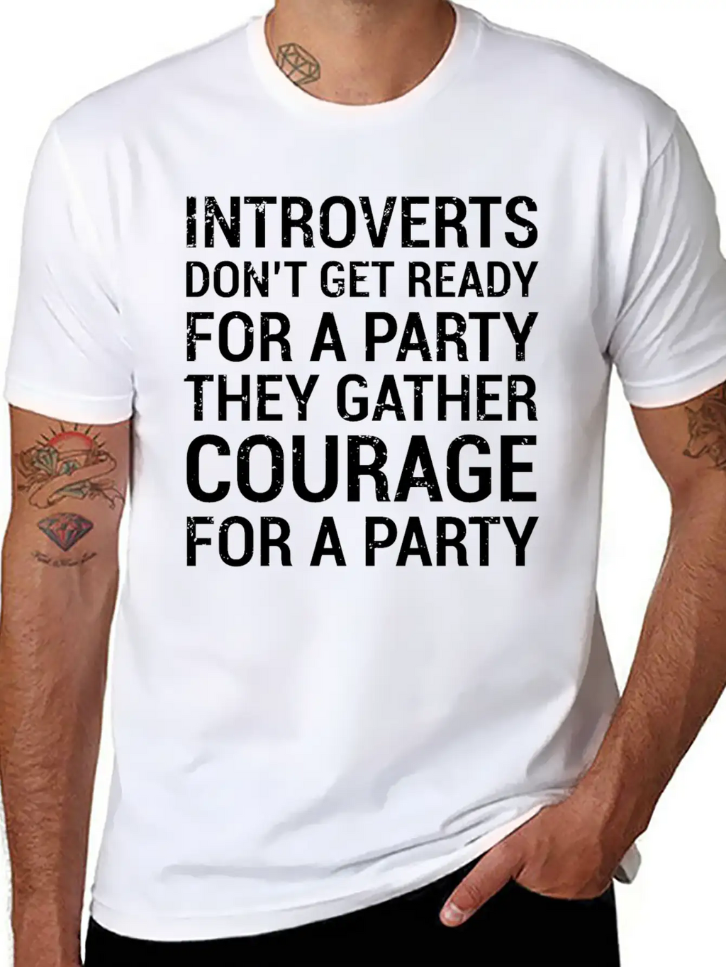 Introverts Gather Courage Party Quote T-Shirt Unisex Short Sleeve Soft Cotton T-Shirt – Casual Everyday Wear