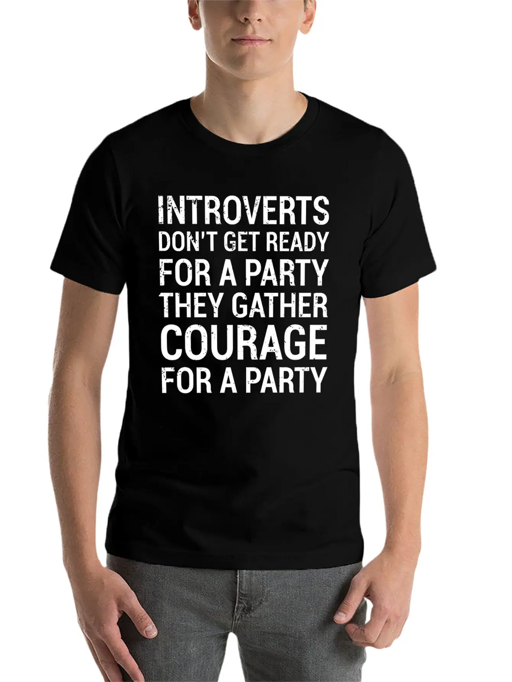 Introverts Gather Courage Party Quote T-Shirt Unisex Short Sleeve Soft Cotton T-Shirt – Casual Everyday Wear