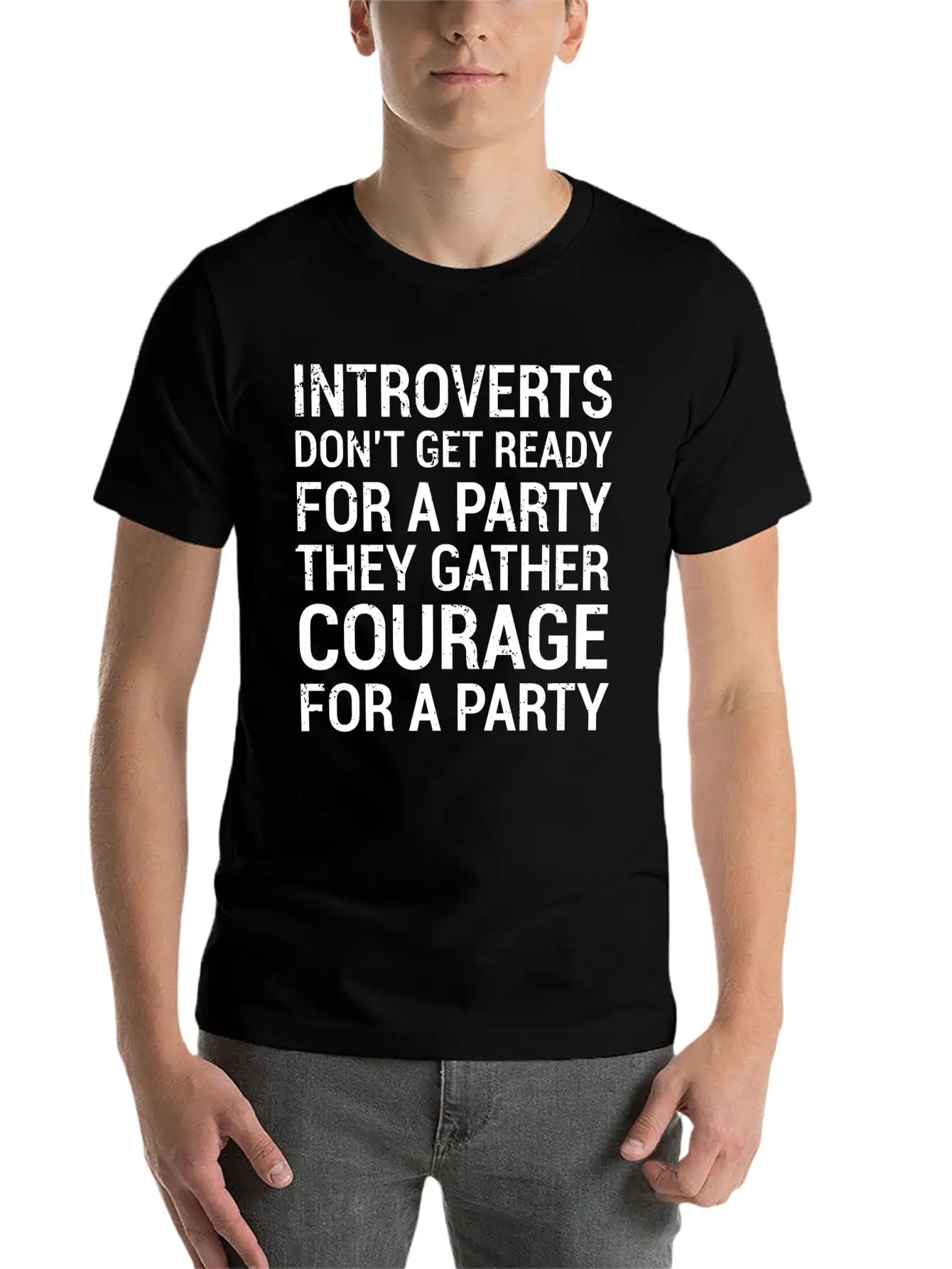 Introverts Gather Courage Party Quote T-Shirt Unisex Short Sleeve Soft Cotton T-Shirt – Casual Everyday Wear