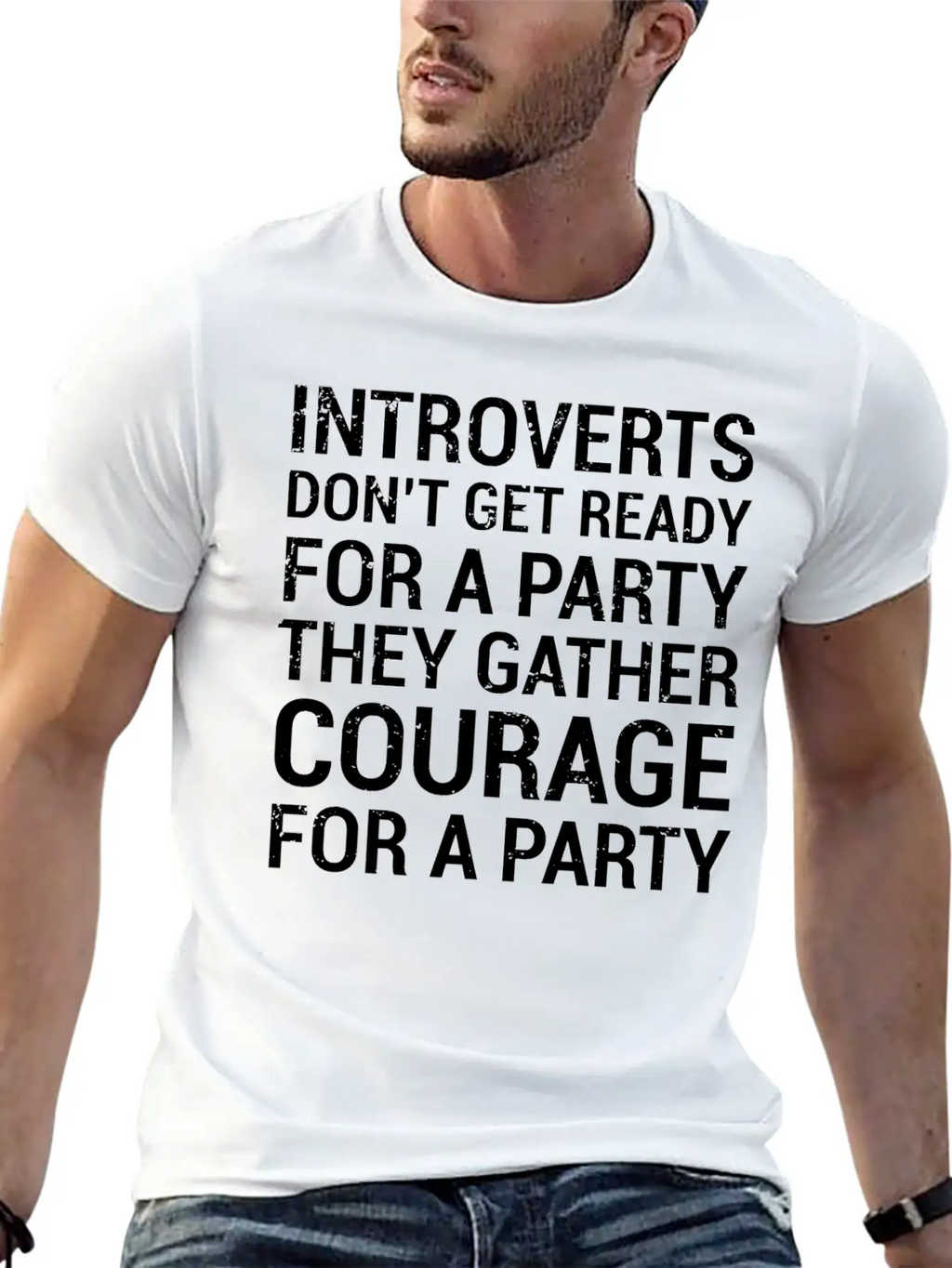 Introverts Gather Courage Party Quote T-Shirt Unisex Short Sleeve Soft Cotton T-Shirt – Casual Everyday Wear