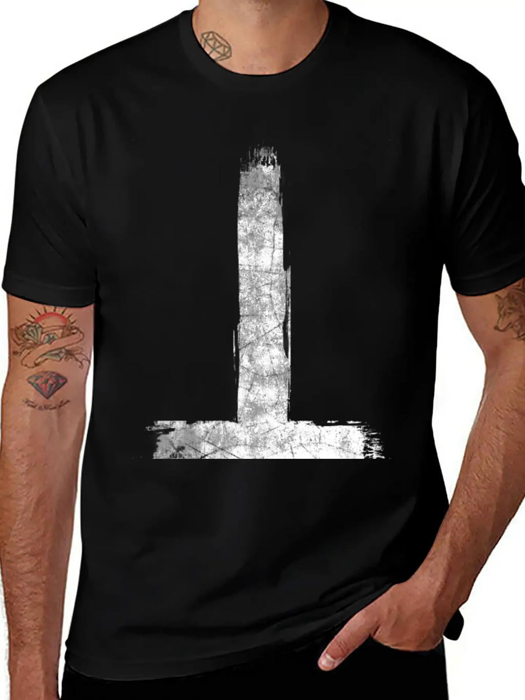 Inverted Cross Grunge Essential Cotton Tee For Daily Outfits – Unisex Style