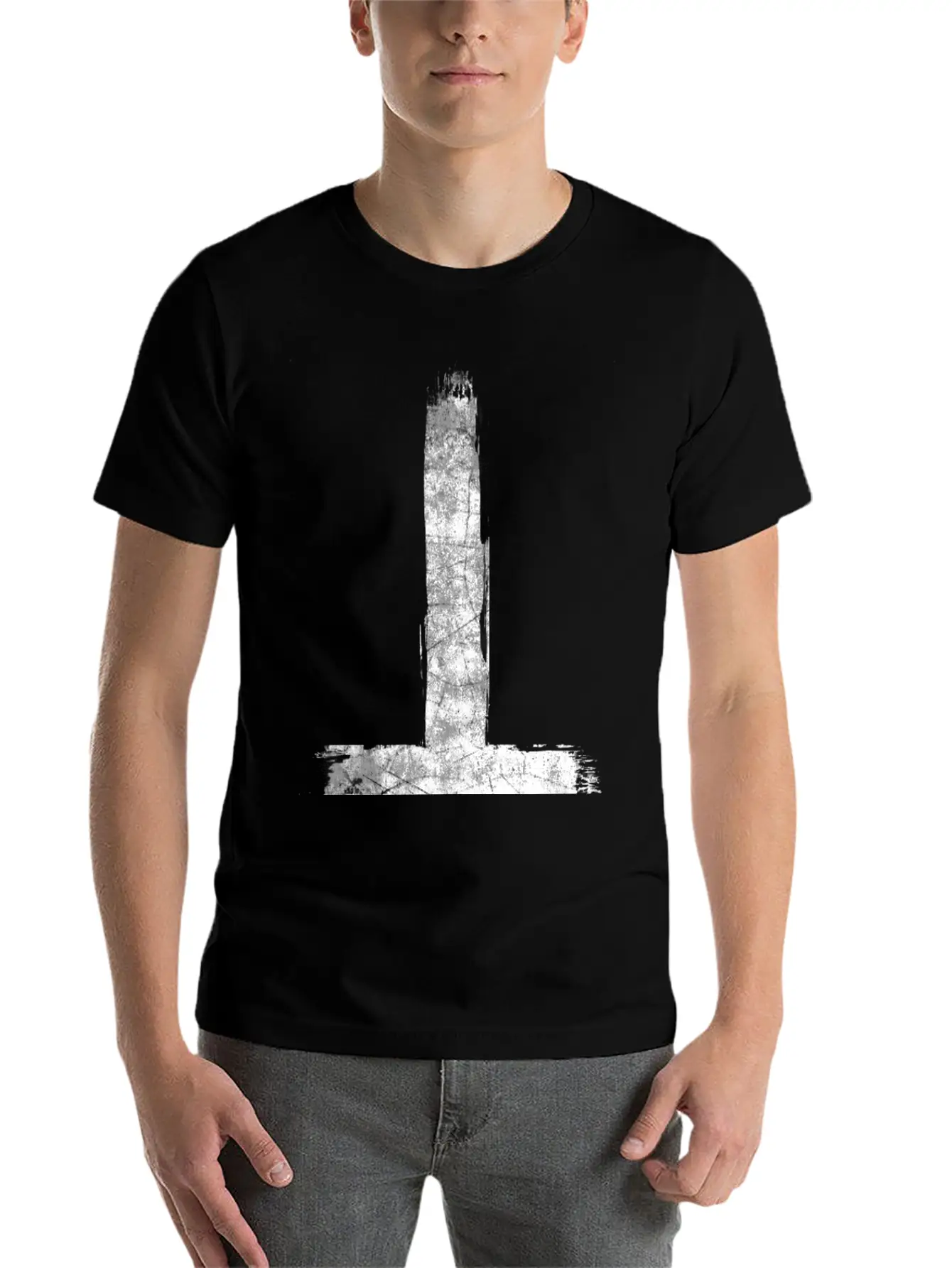 Inverted Cross Grunge Essential Cotton Tee For Daily Outfits – Unisex Style