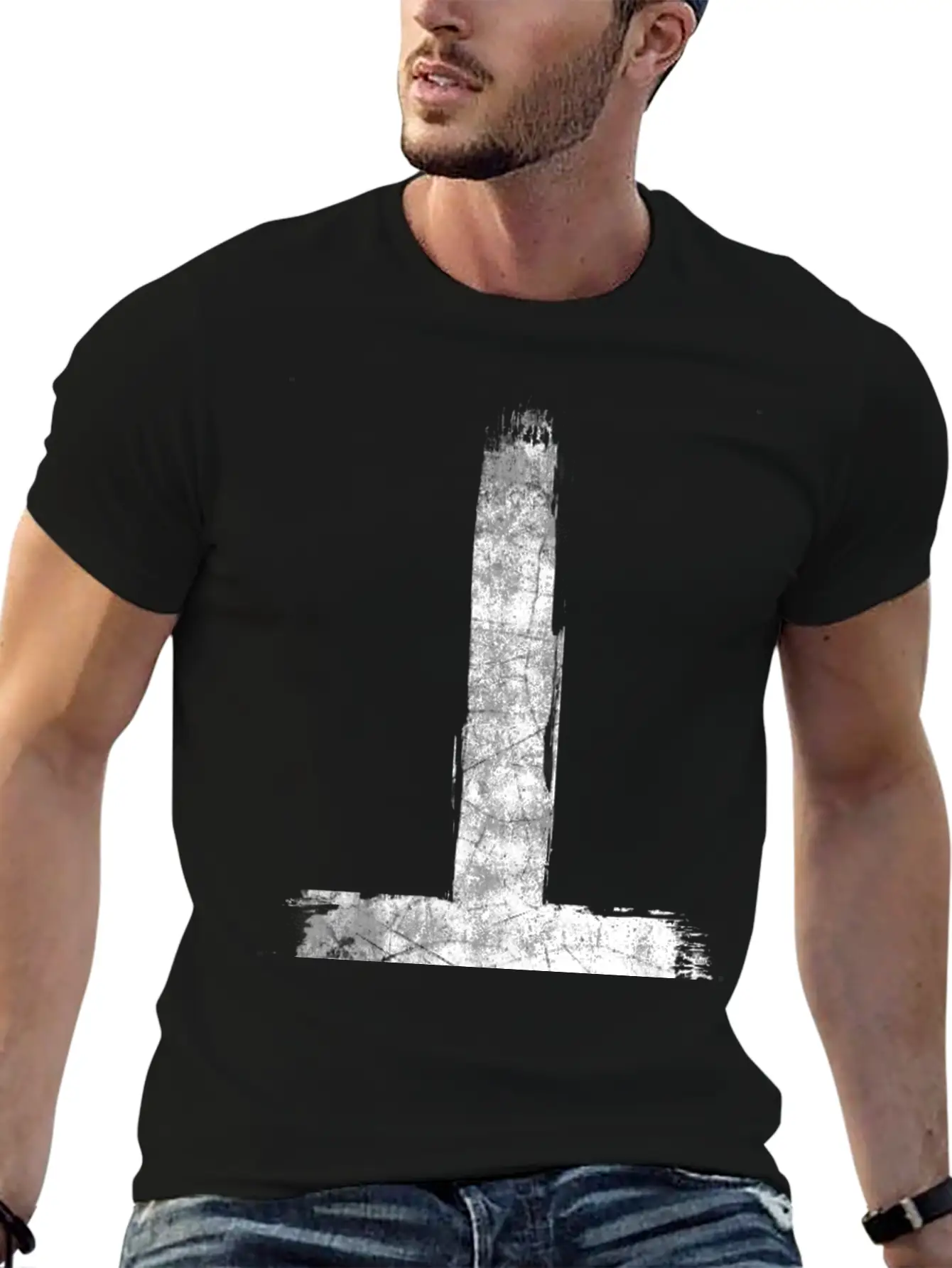 Inverted Cross Grunge Essential Cotton Tee For Daily Outfits – Unisex Style