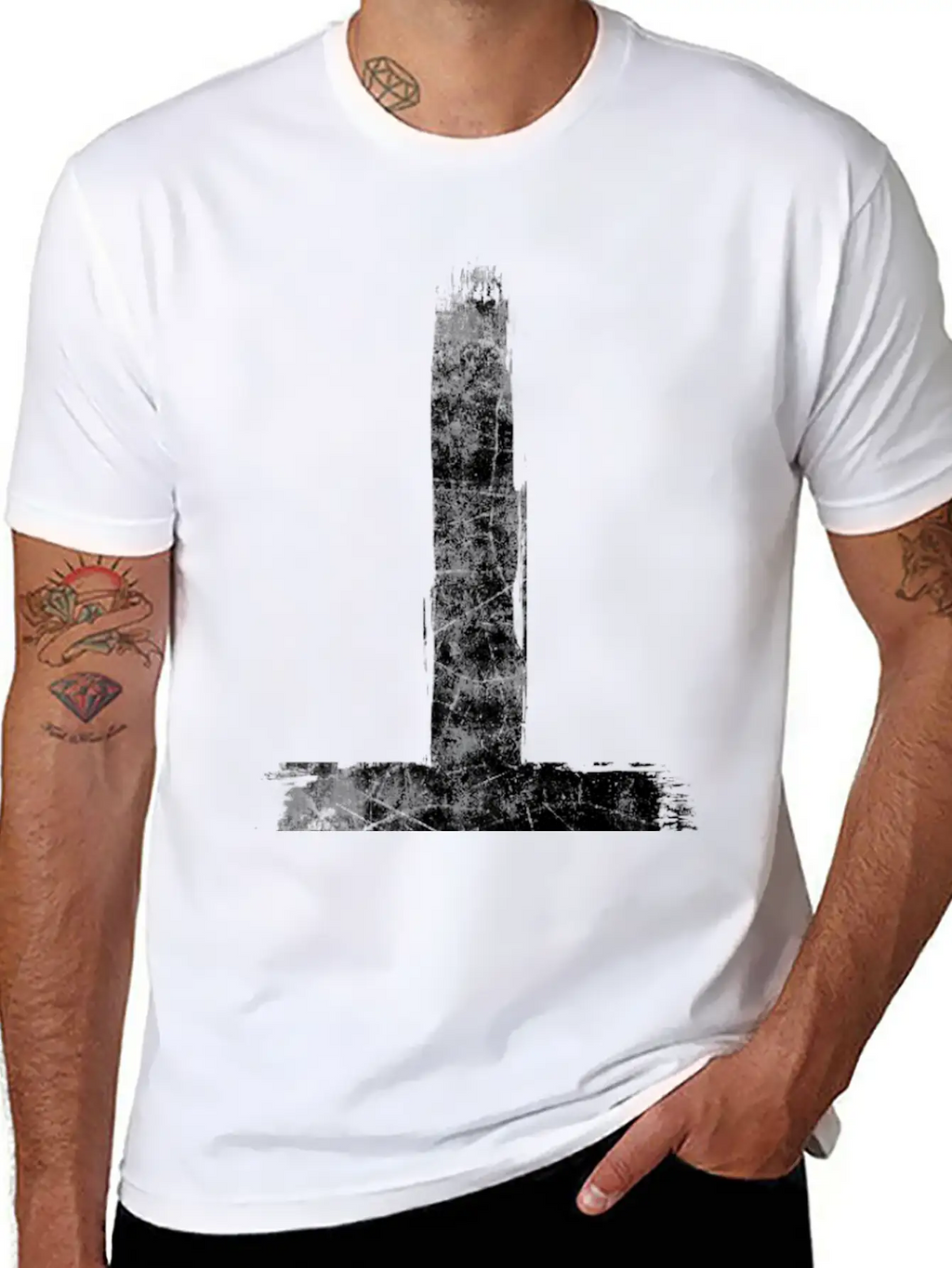 Inverted Cross Grunge Essential Cotton Tee For Daily Outfits – Unisex Style