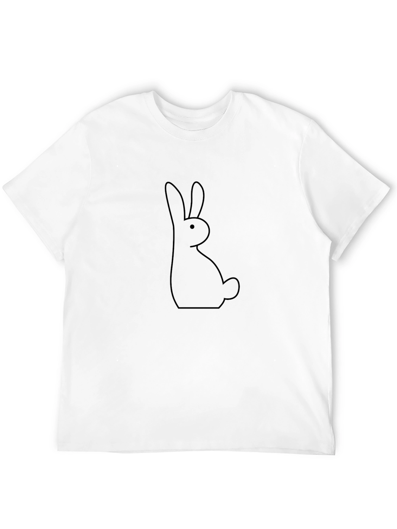 Black T-Shirt with Minimalist Rabbit Design