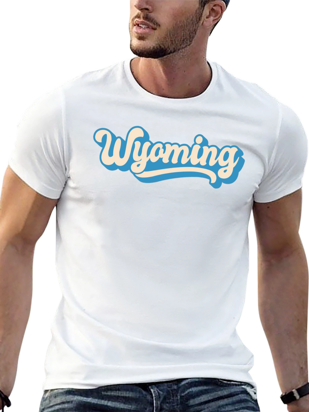 Wyoming Graphic Tee - Retro Style Black T-Shirt