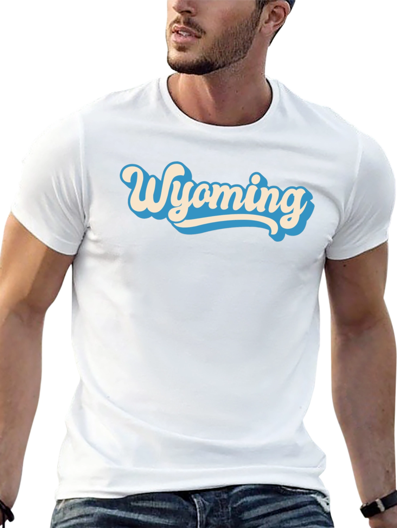 Wyoming Graphic Tee - Retro Style Black T-Shirt
