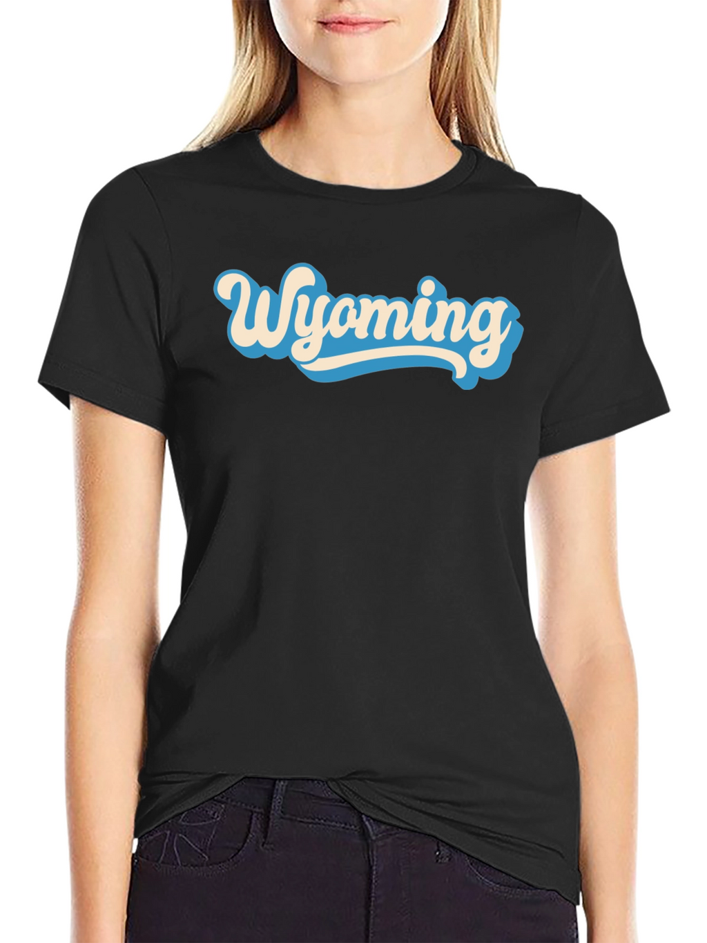 Wyoming Graphic Tee - Retro Style Black T-Shirt