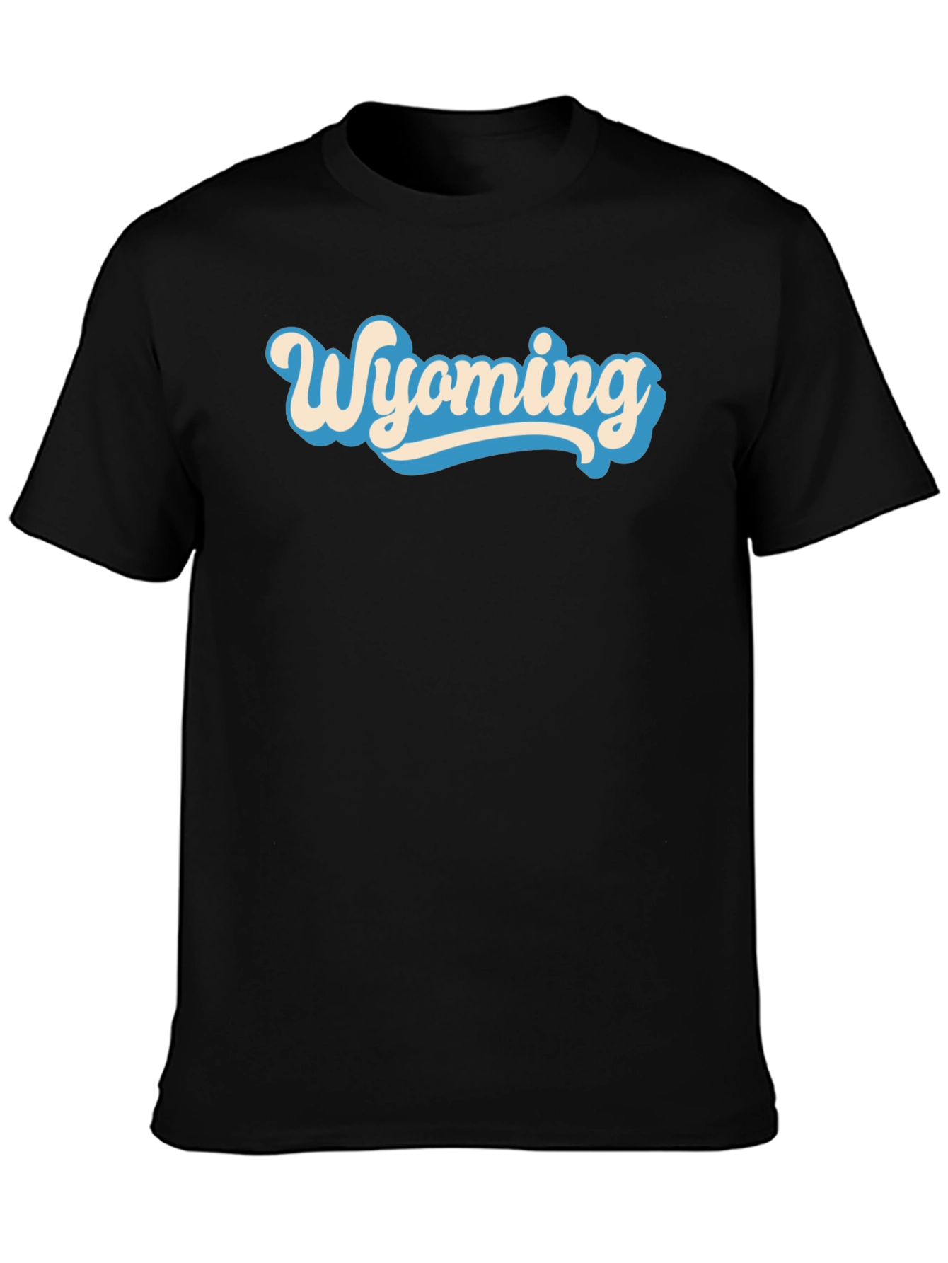 Wyoming Graphic Tee - Retro Style Black T-Shirt