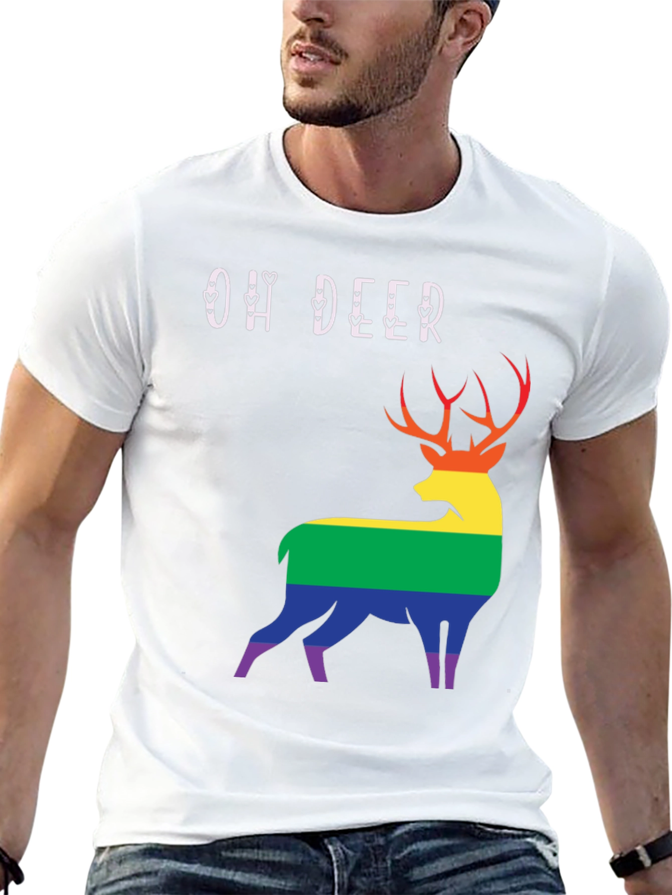 Oh Deer LGBT Pride T-Shirt - Rainbow Stag Graphic Tee