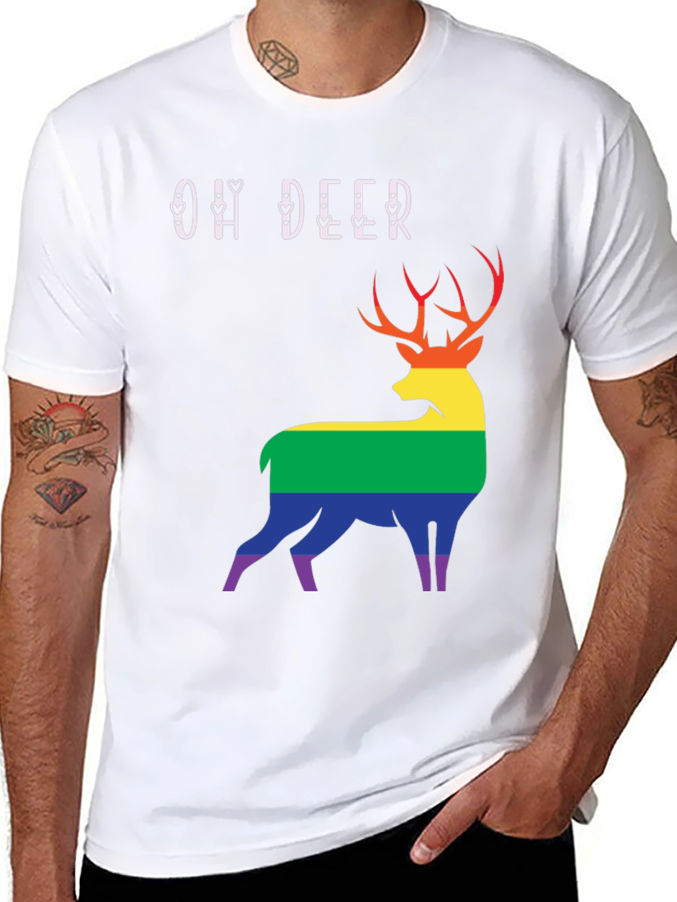 Oh Deer LGBT Pride T-Shirt - Rainbow Stag Graphic Tee