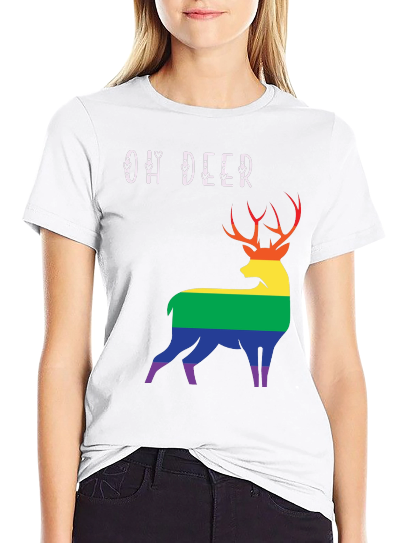 Oh Deer LGBT Pride T-Shirt - Rainbow Stag Graphic Tee