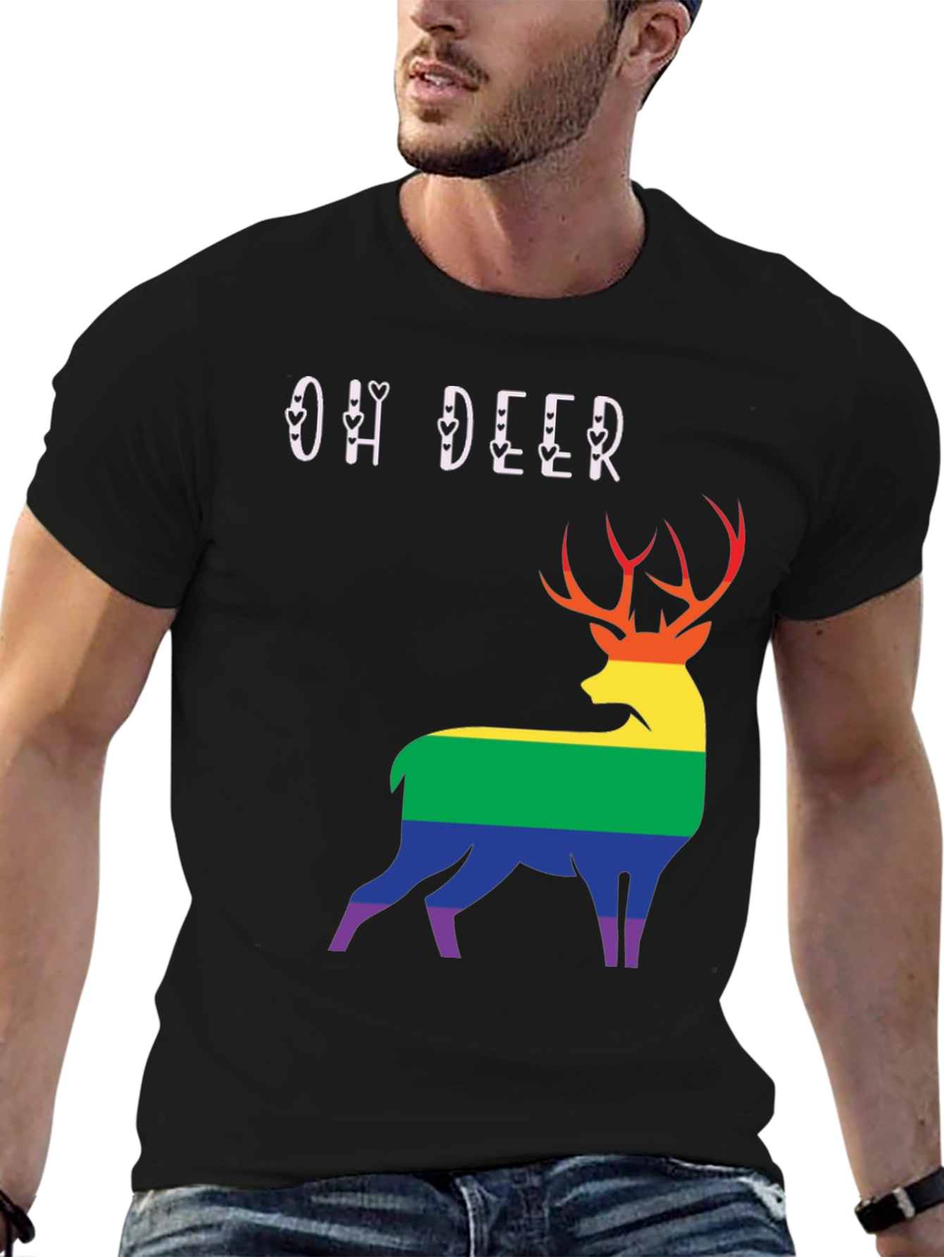 Oh Deer LGBT Pride T-Shirt - Rainbow Stag Graphic Tee