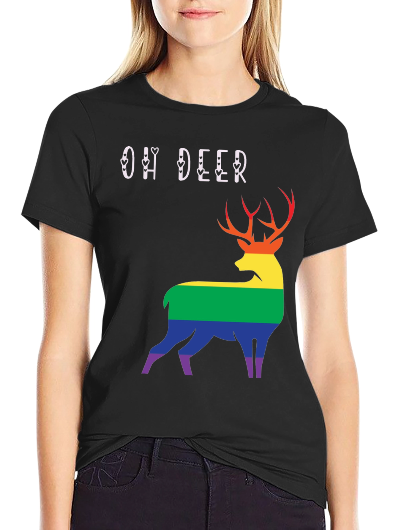 Oh Deer LGBT Pride T-Shirt - Rainbow Stag Graphic Tee