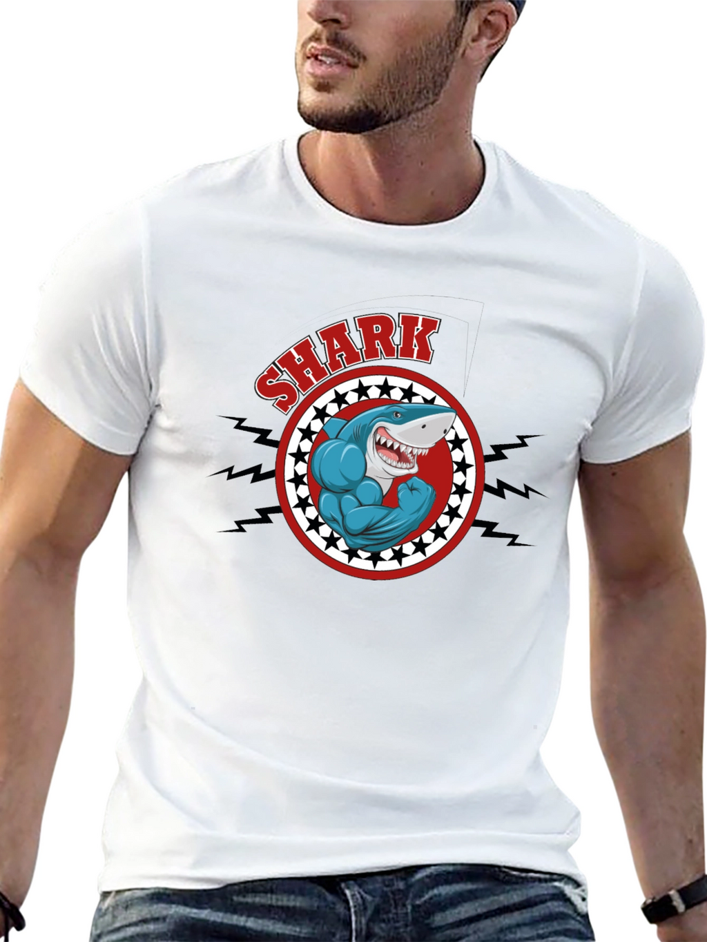 Shark Muscle Graphic T-Shirt