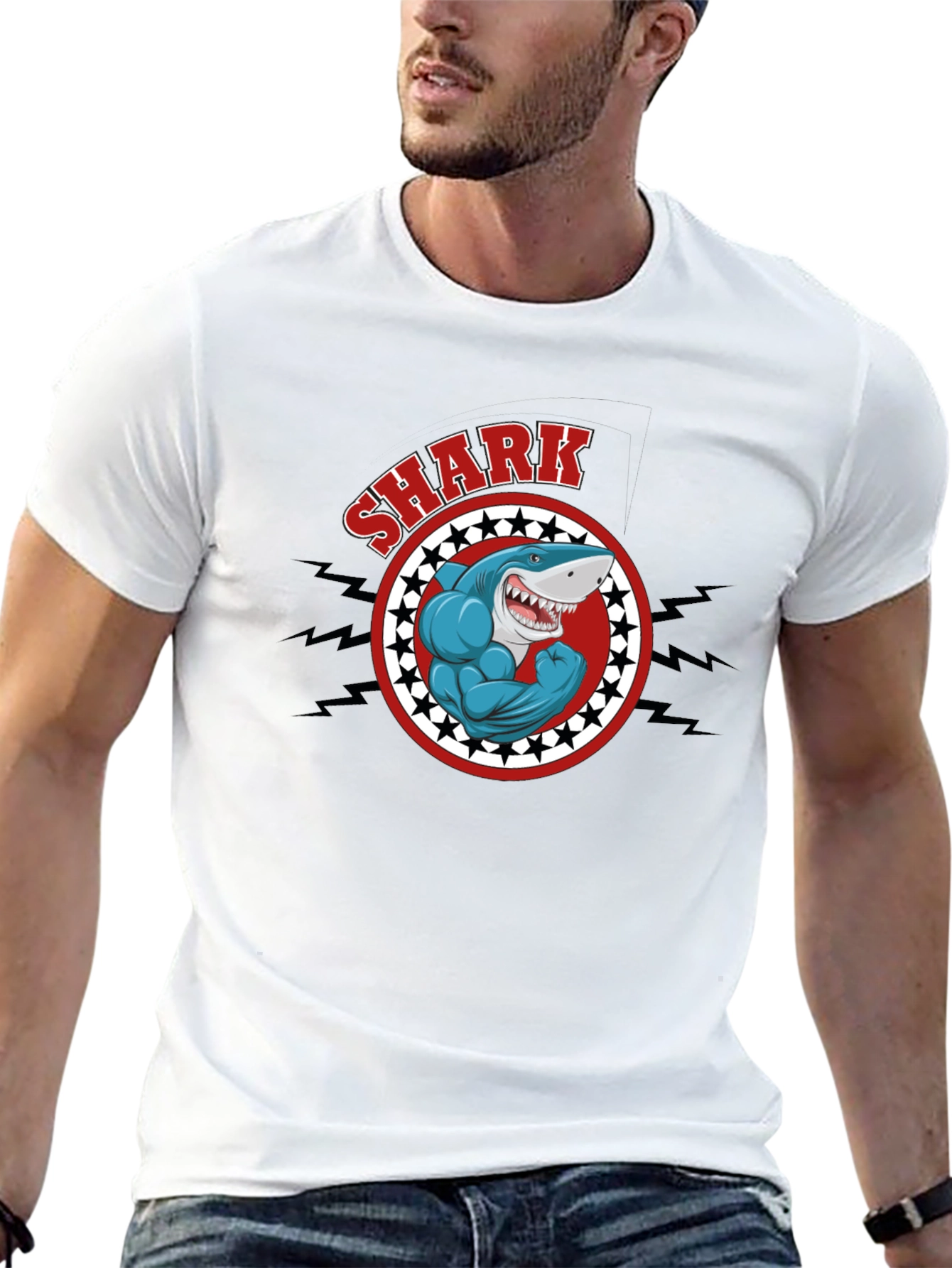Shark Muscle Graphic T-Shirt