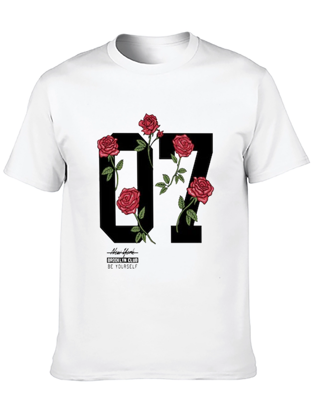Floral Number Graphic Black T-Shirt