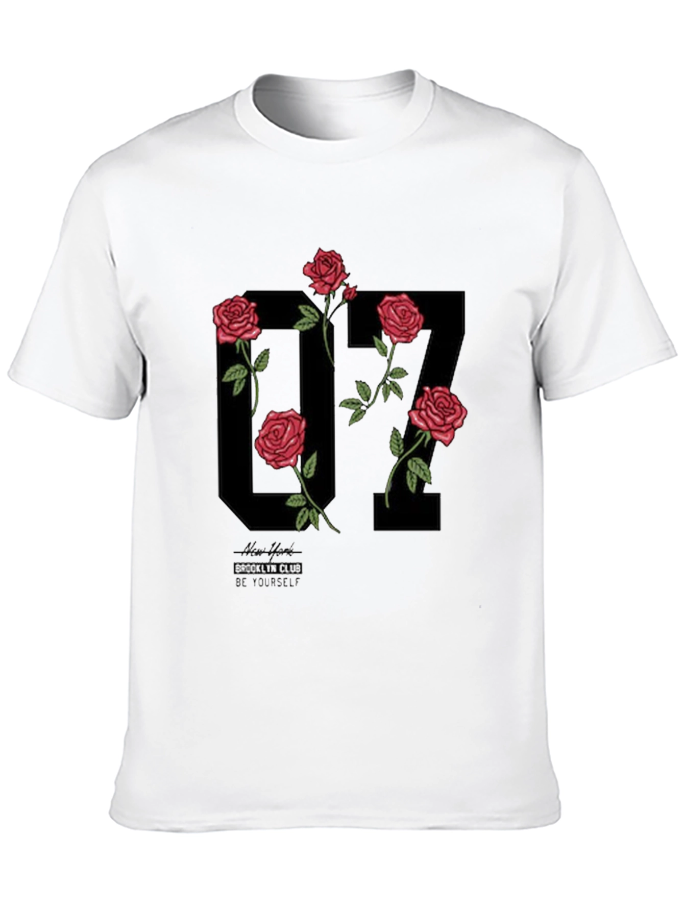 Floral Number Graphic Black T-Shirt