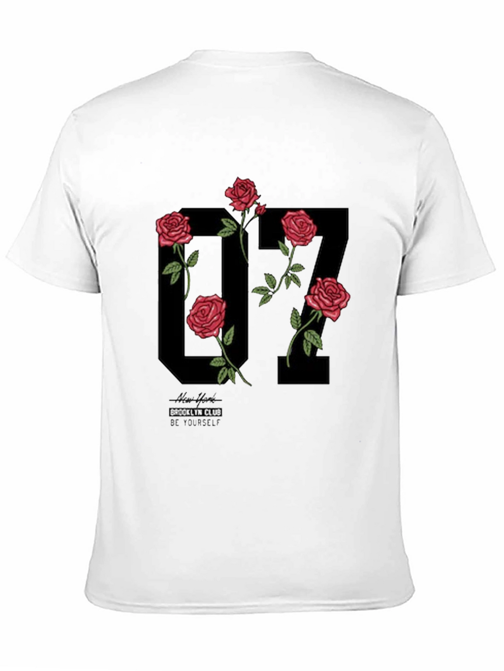 Floral Number Graphic Black T-Shirt